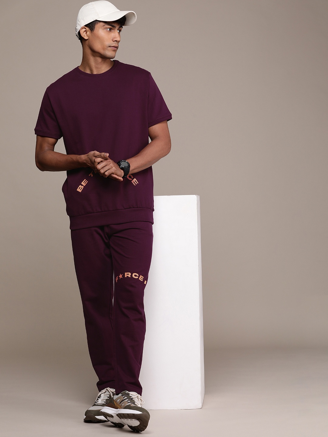 

FORCE IX Typography Printed Pure Cotton Sweatshirt, Burgundy