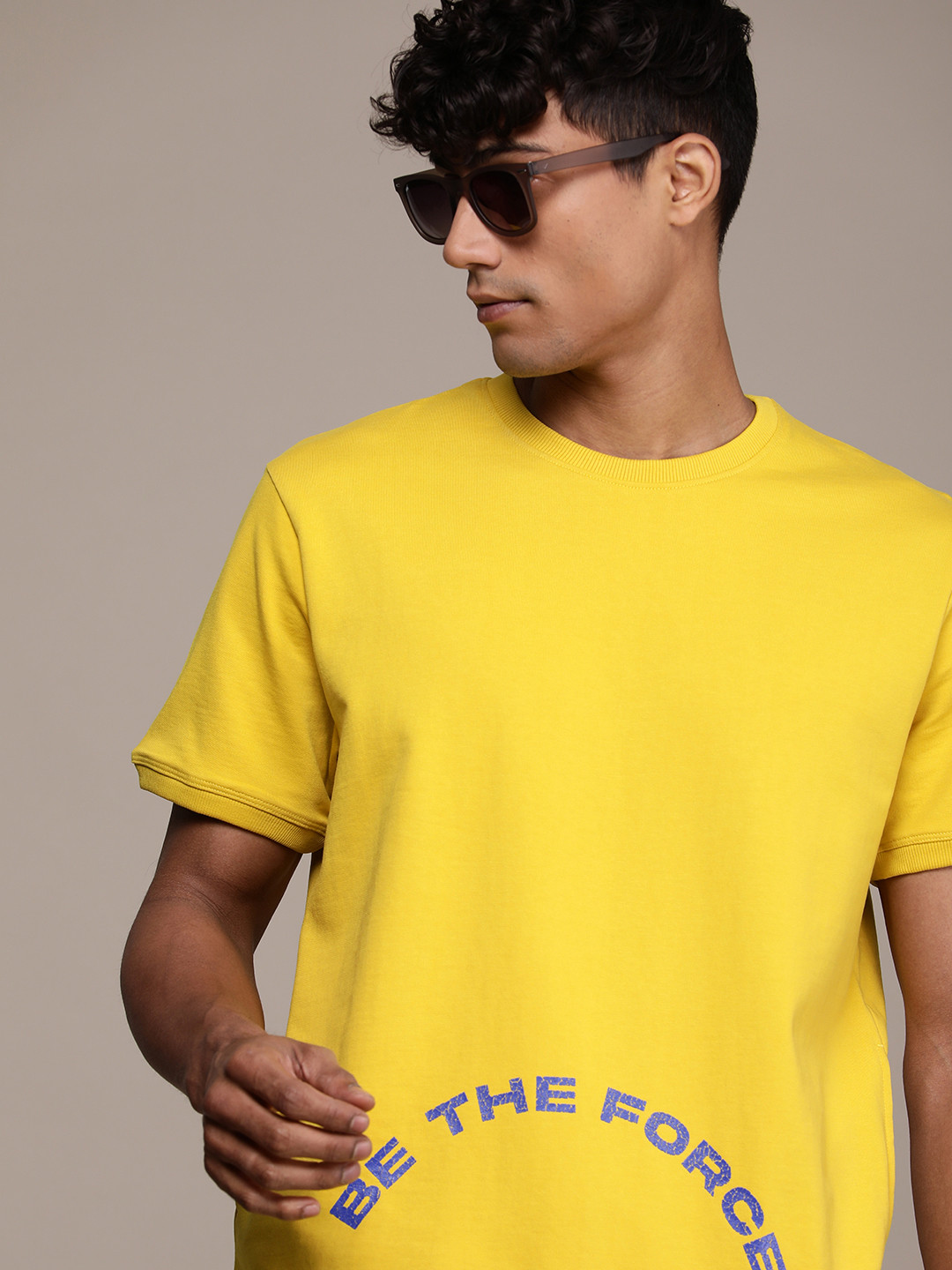 

FORCE IX Typography Printed Pure Cotton Sweatshirt, Mustard