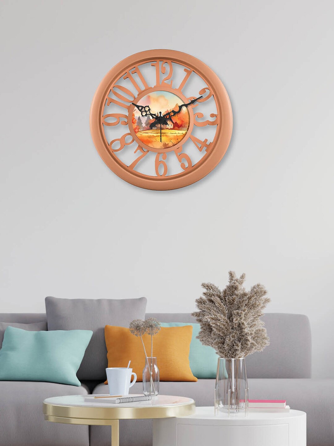 

RANDOM Peach-Coloured & White Printed Contemporary Wall Clock