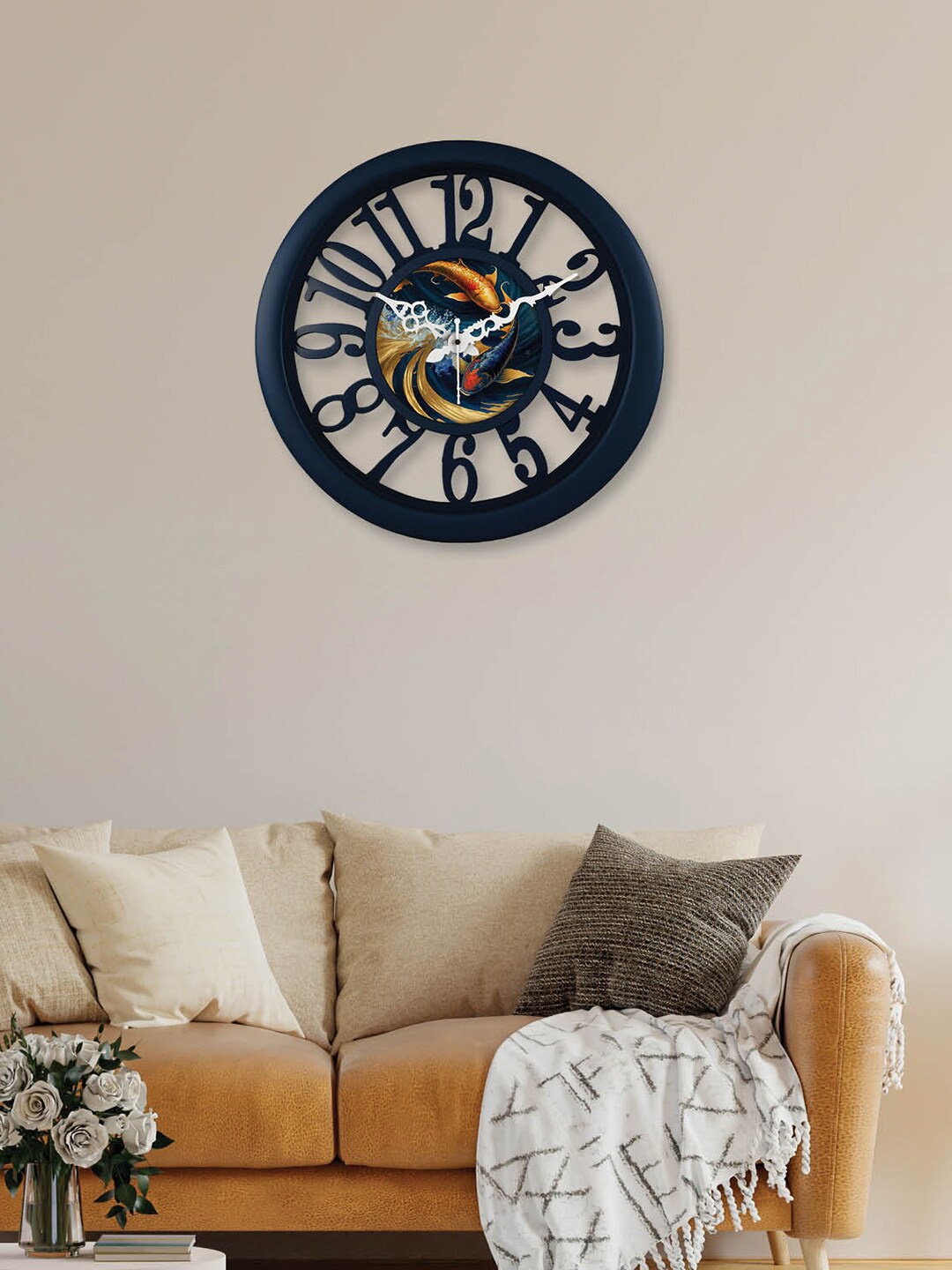 

RANDOM Black & Blue Printed Contemporary Wall Clock