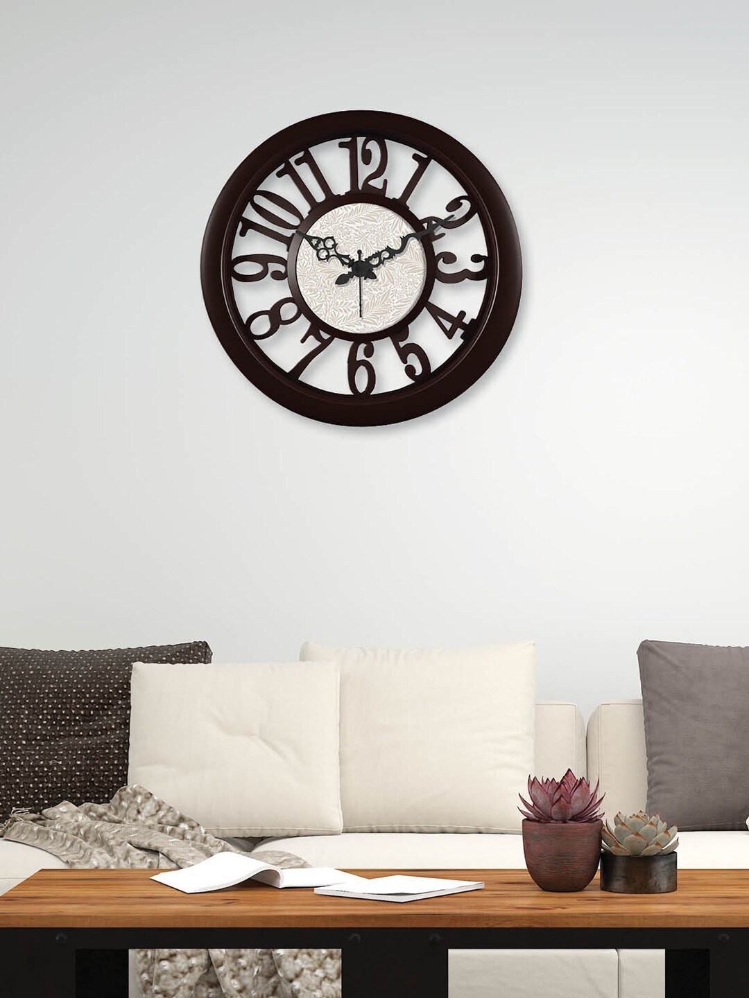 

RANDOM Black & Beige Printed Contemporary Wall Clock