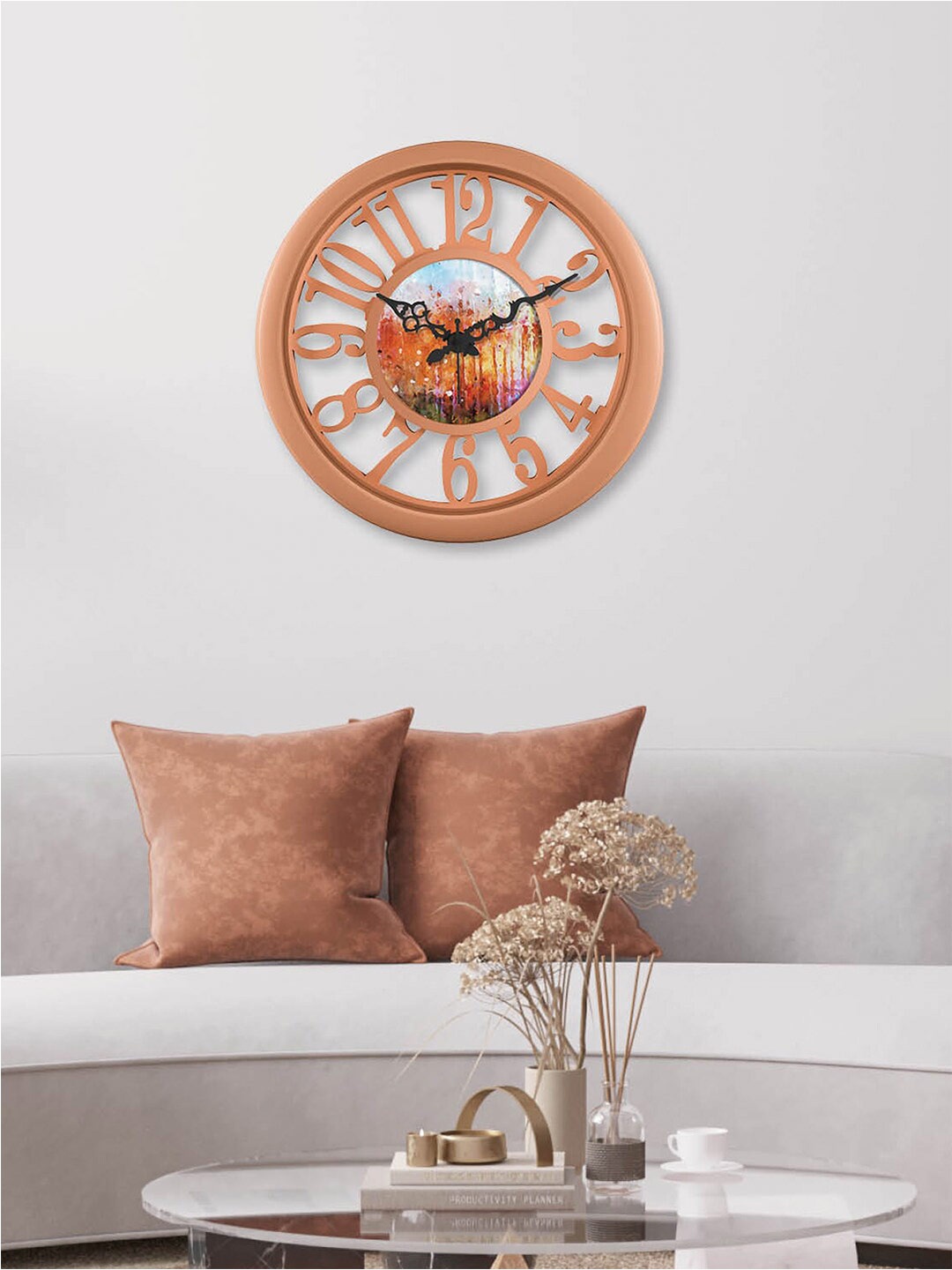 

RANDOM Peach-Coloured & Red Printed Contemporary Analogue Wall Clock