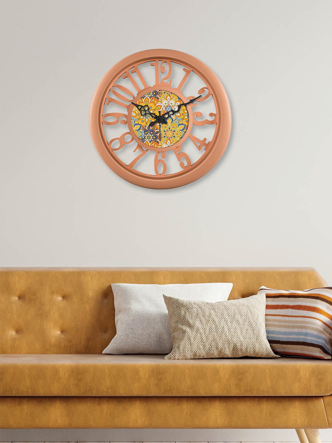 

RANDOM Peach-Coloured & Orange Printed Contemporary Analogue Wall Clock