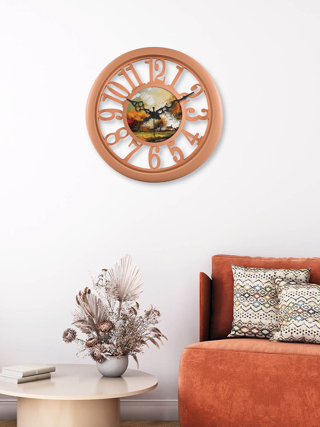 

RANDOM Peach-Coloured & Green Printed Contemporary Analogue Wall Clock