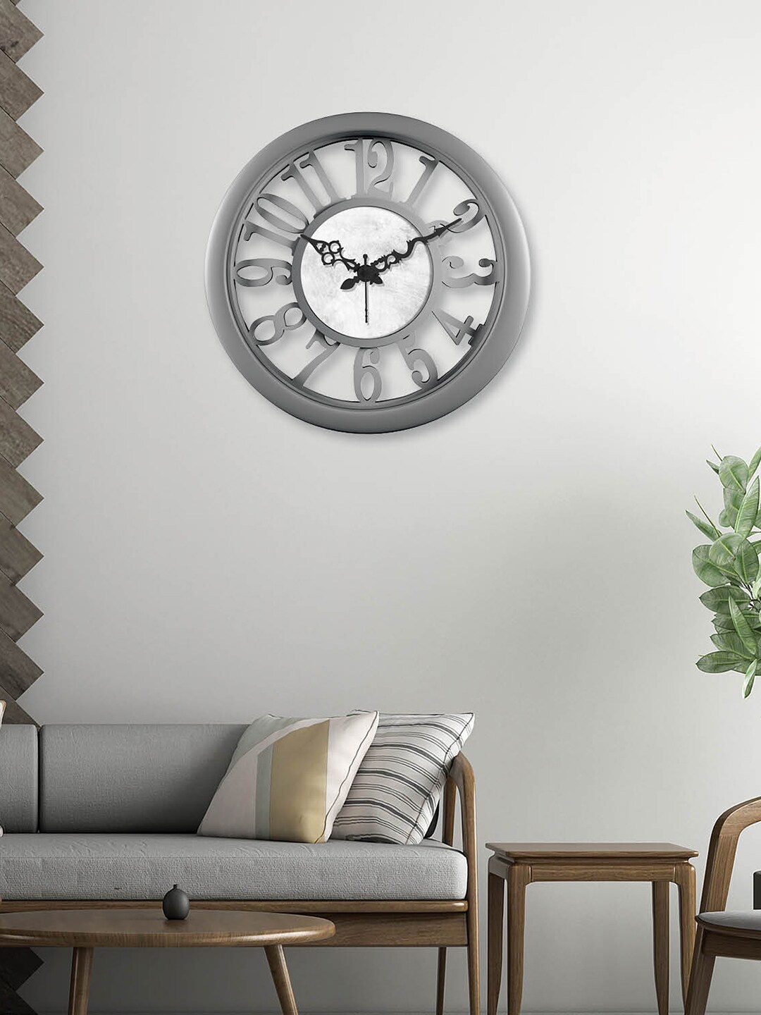 

RANDOM Grey & White Printed Contemporary Wall Clock