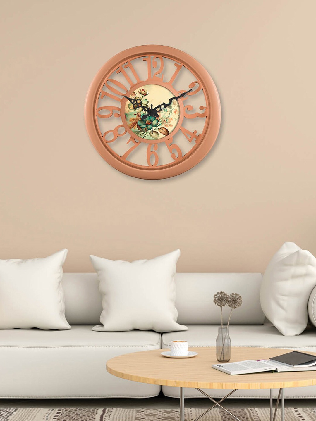 

RANDOM Peach-Coloured & Green Printed Contemporary Wall Clock