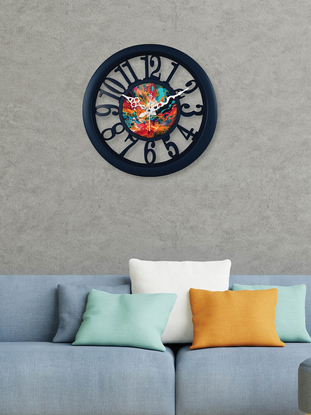 

RANDOM Black & Blue Printed Contemporary Wall Clock