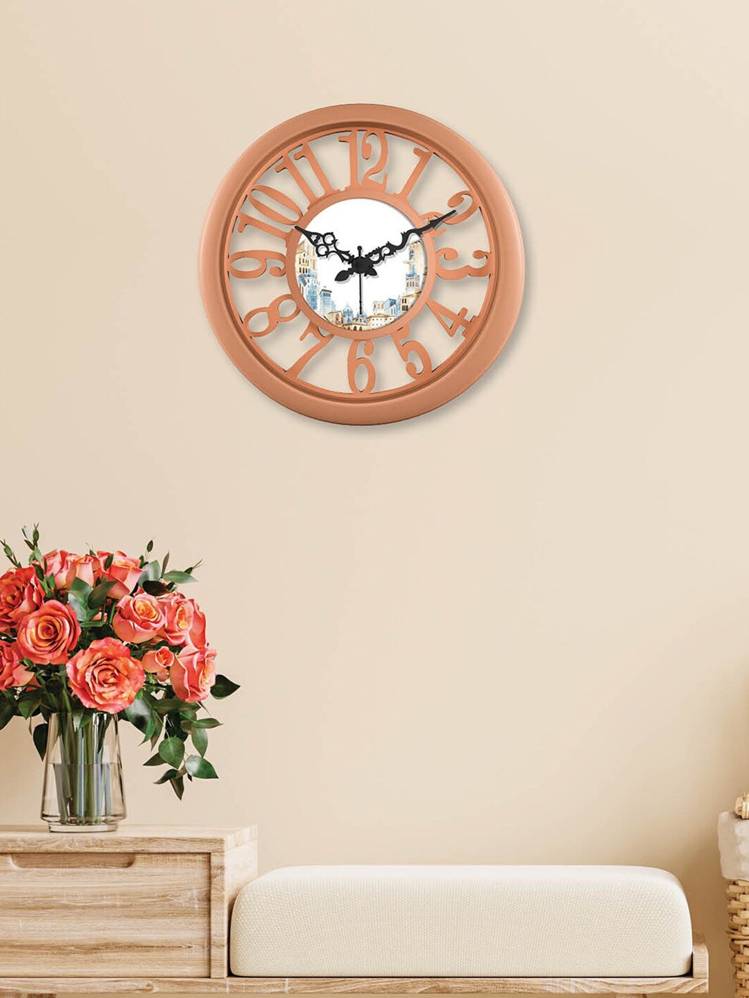 

RANDOM Peach-Coloured & White Printed Analogue Contemporary Wall Clock