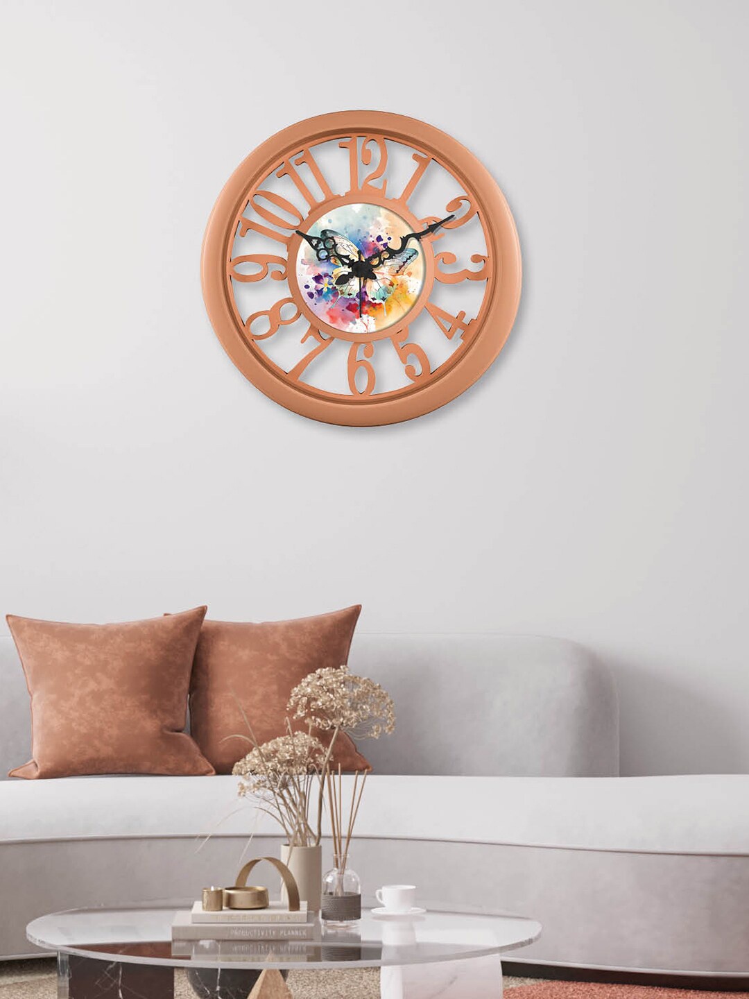 

RANDOM Peach-Coloured & White Printed Analogue Contemporary Wall Clock