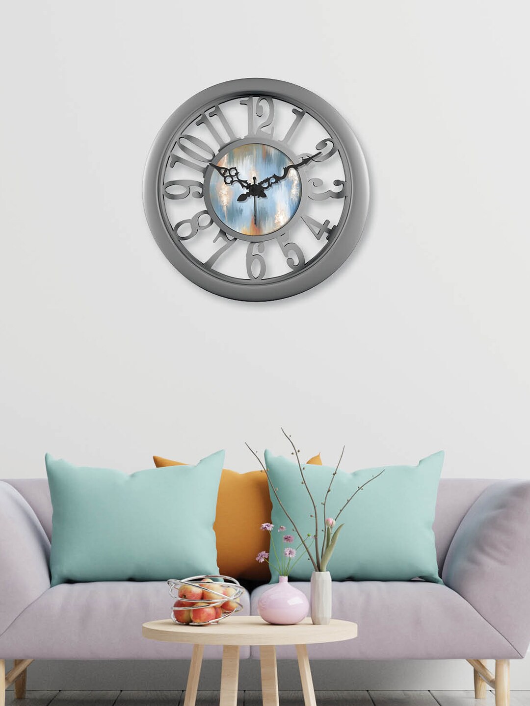 

RANDOM Grey & Blue Printed Analogue Contemporary Wall Clock