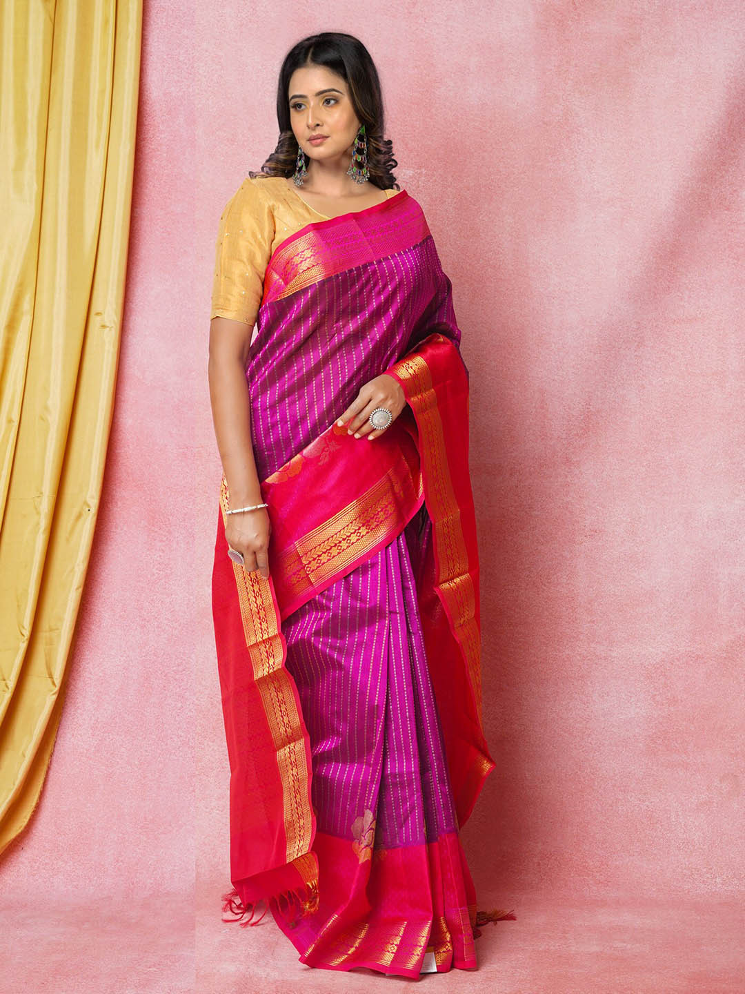 

Unnati Silks Woven Design Zari Kanjeevaram Saree, Purple