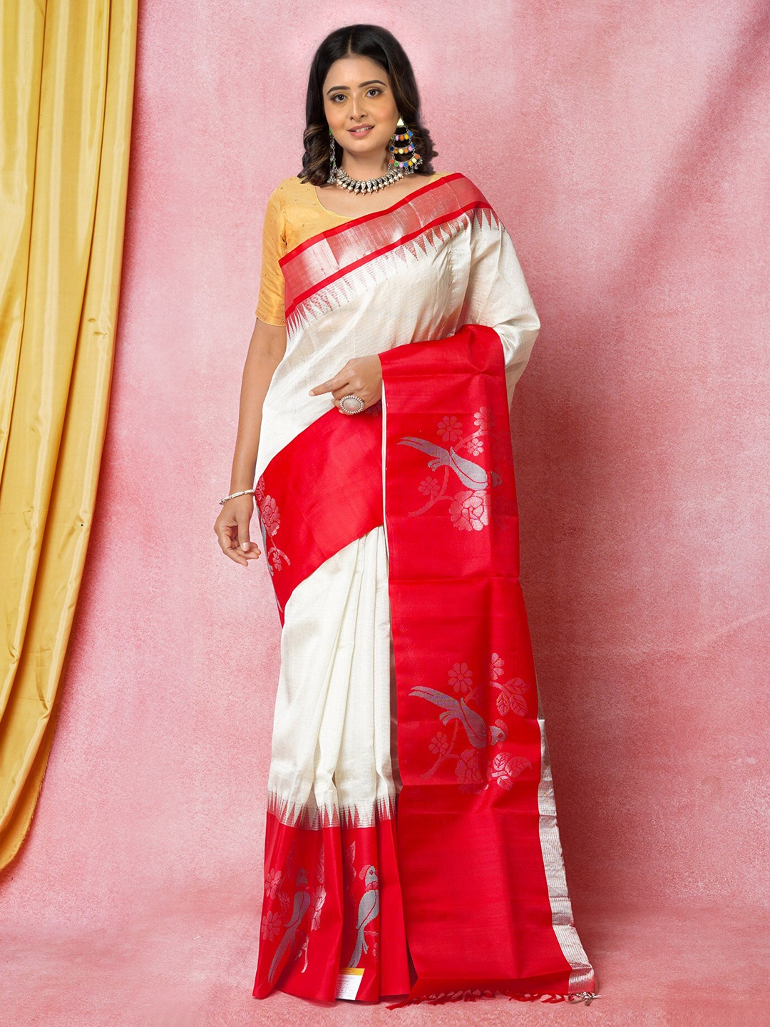 

Unnati Silks Woven Design Zari Kanjeevaram Saree, Off white