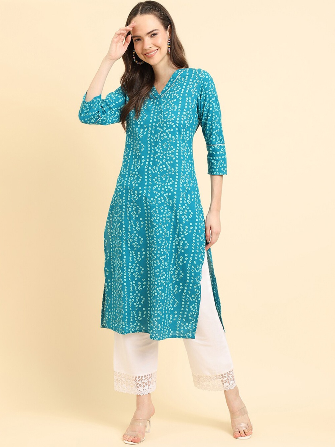 

Varanga Abstract Printed Straight Pure Cotton Kurta, Blue