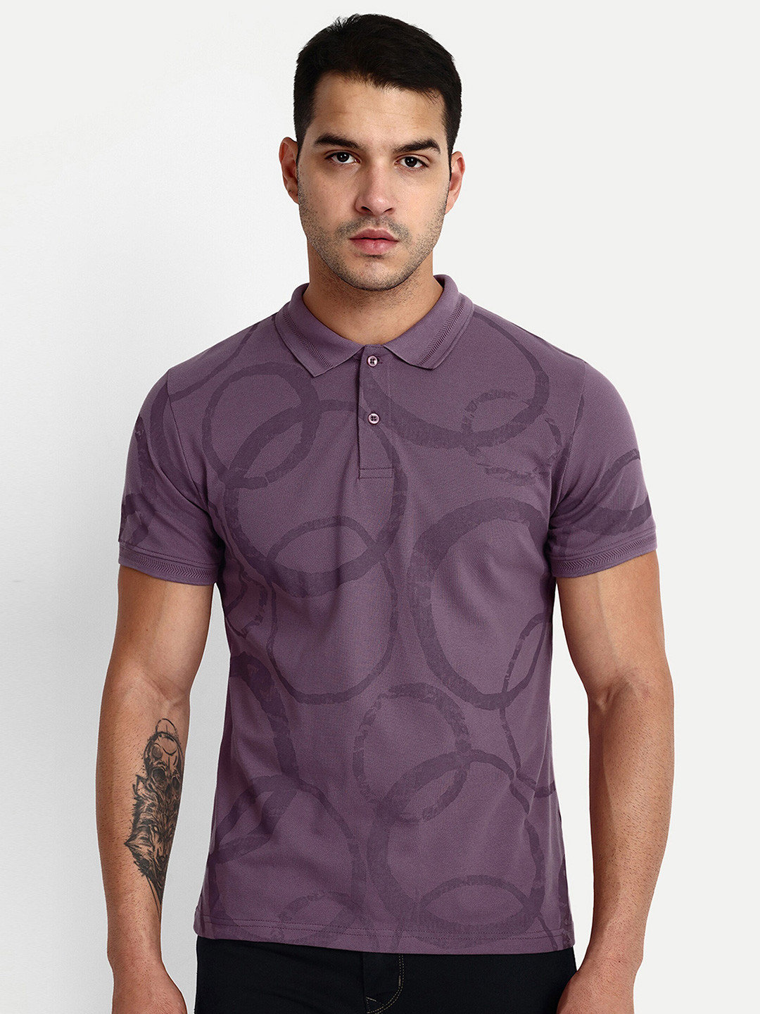 

REPRISE Abstract Printed Pure Cotton T-shirt, Purple