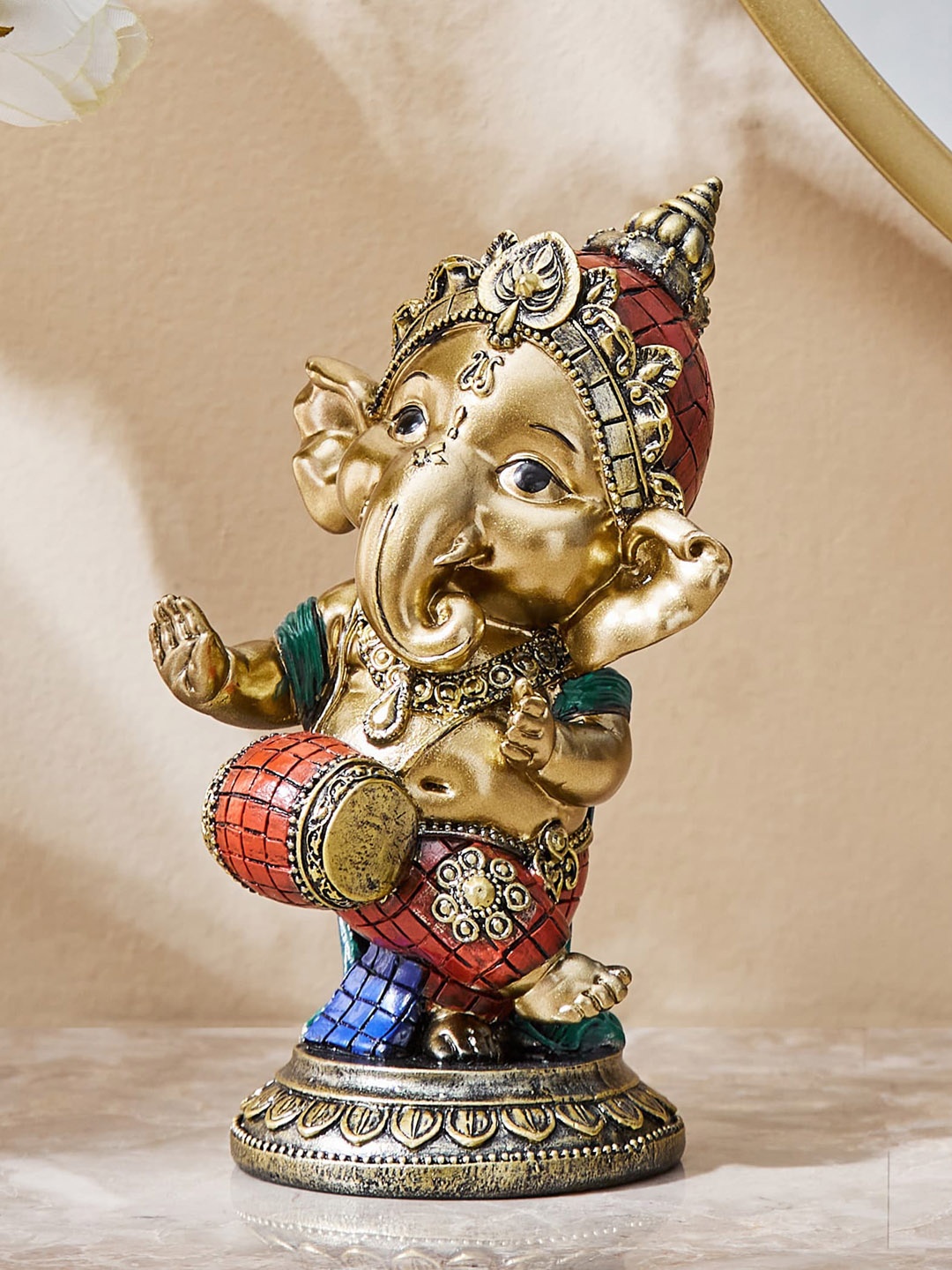 

Home Centre Alphana Yellow & Red Baby Ganesha Polyresin Figurine Showpiece, Gold