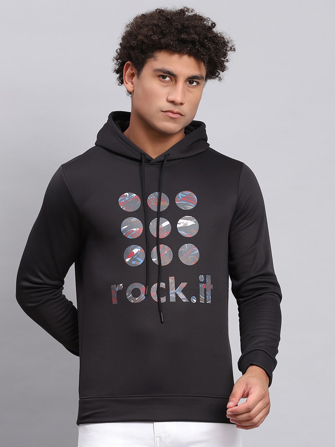 

rock.it Graphic Printed Hooded Sweatshirt, Black