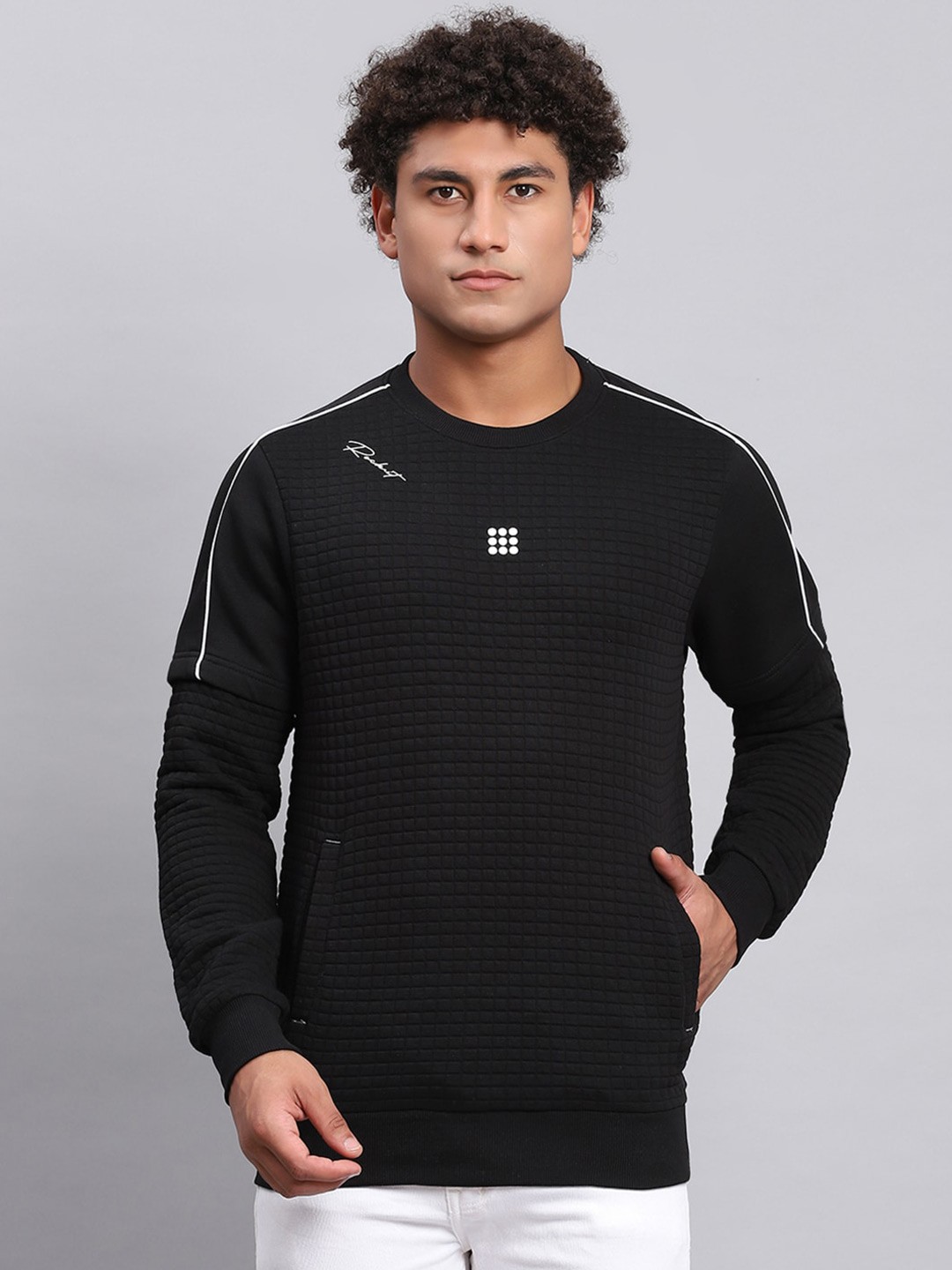 

rock.it Self Design Cotton Sweatshirt, Black