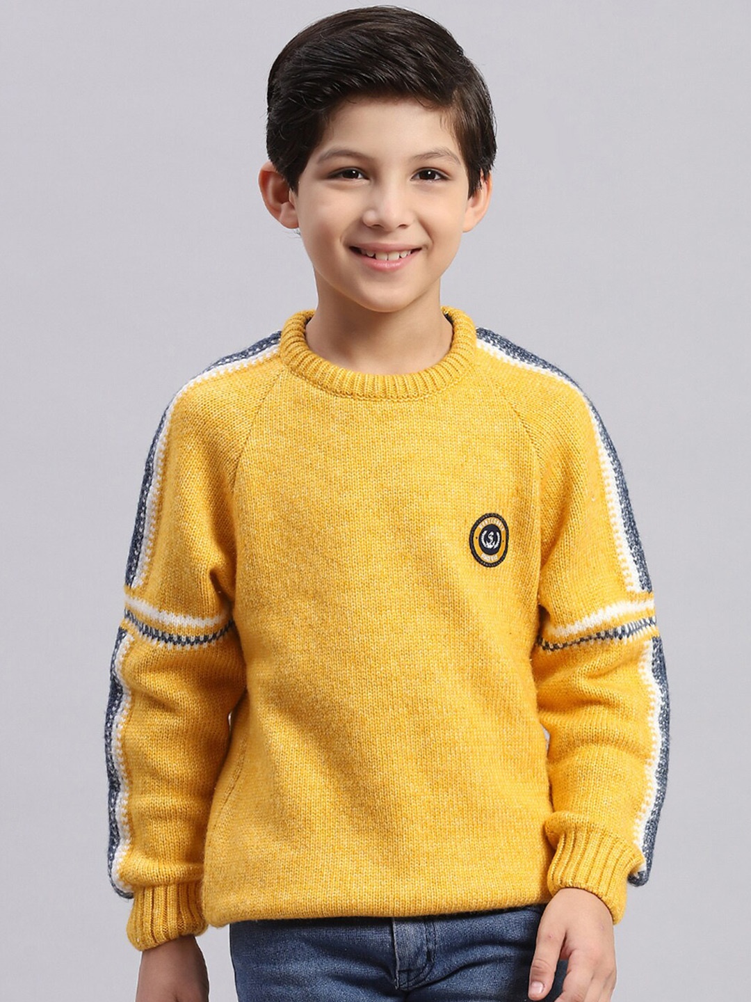 

Monte Carlo Boys Round Neck Cotton Pullover, Yellow