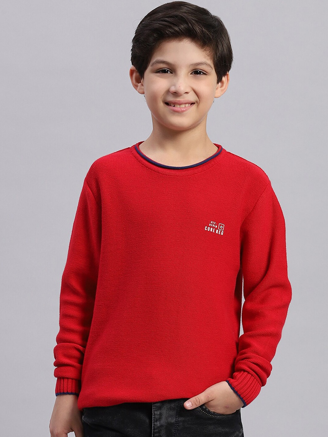 

Monte Carlo Boys Round Neck Pure Cotton Pullover, Red