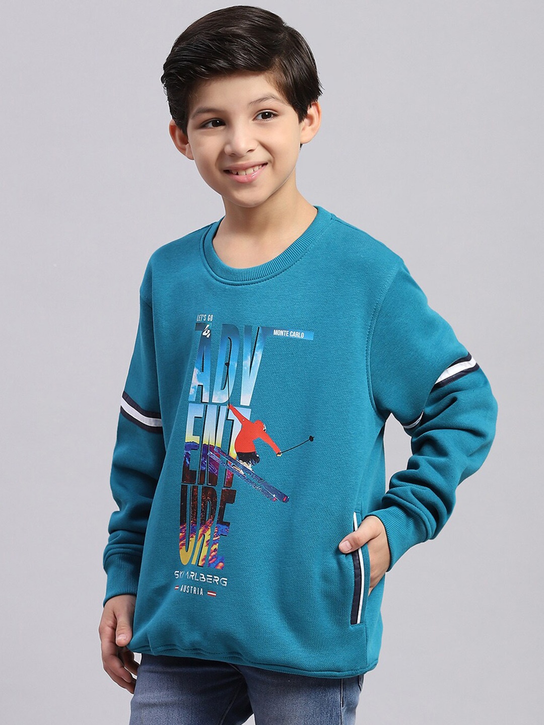 

Monte Carlo Boys Typography Printed Pullover Sweatshirt, Teal