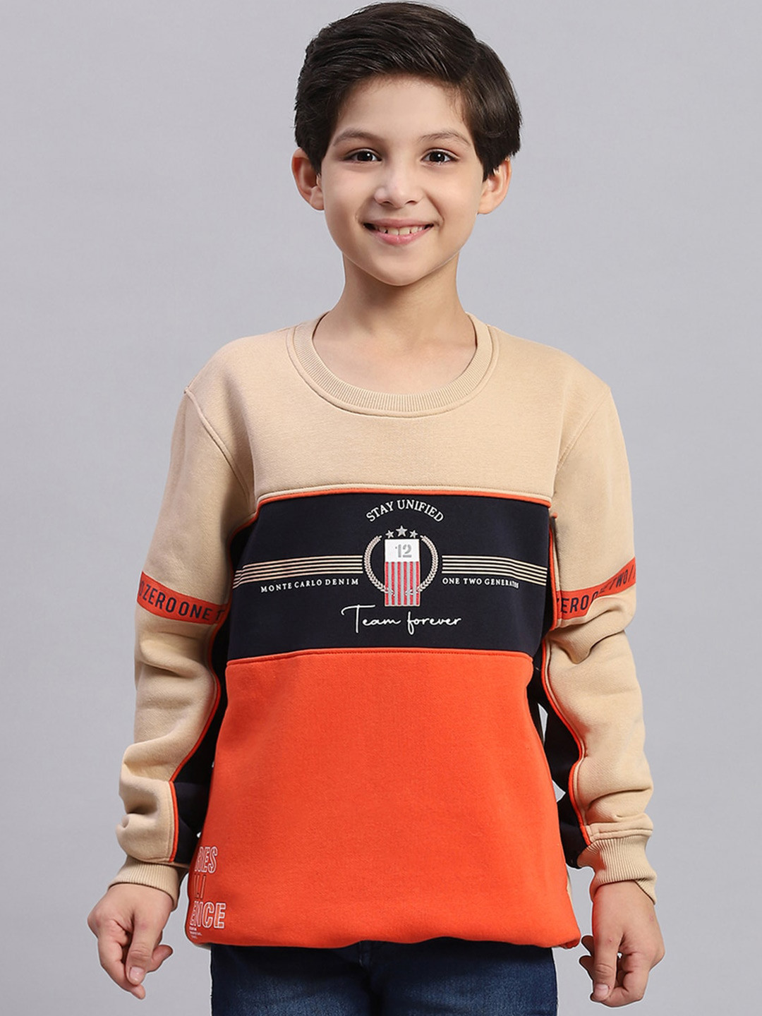 

Monte Carlo Boys Typography Printed Pullover Sweatshirt, Beige