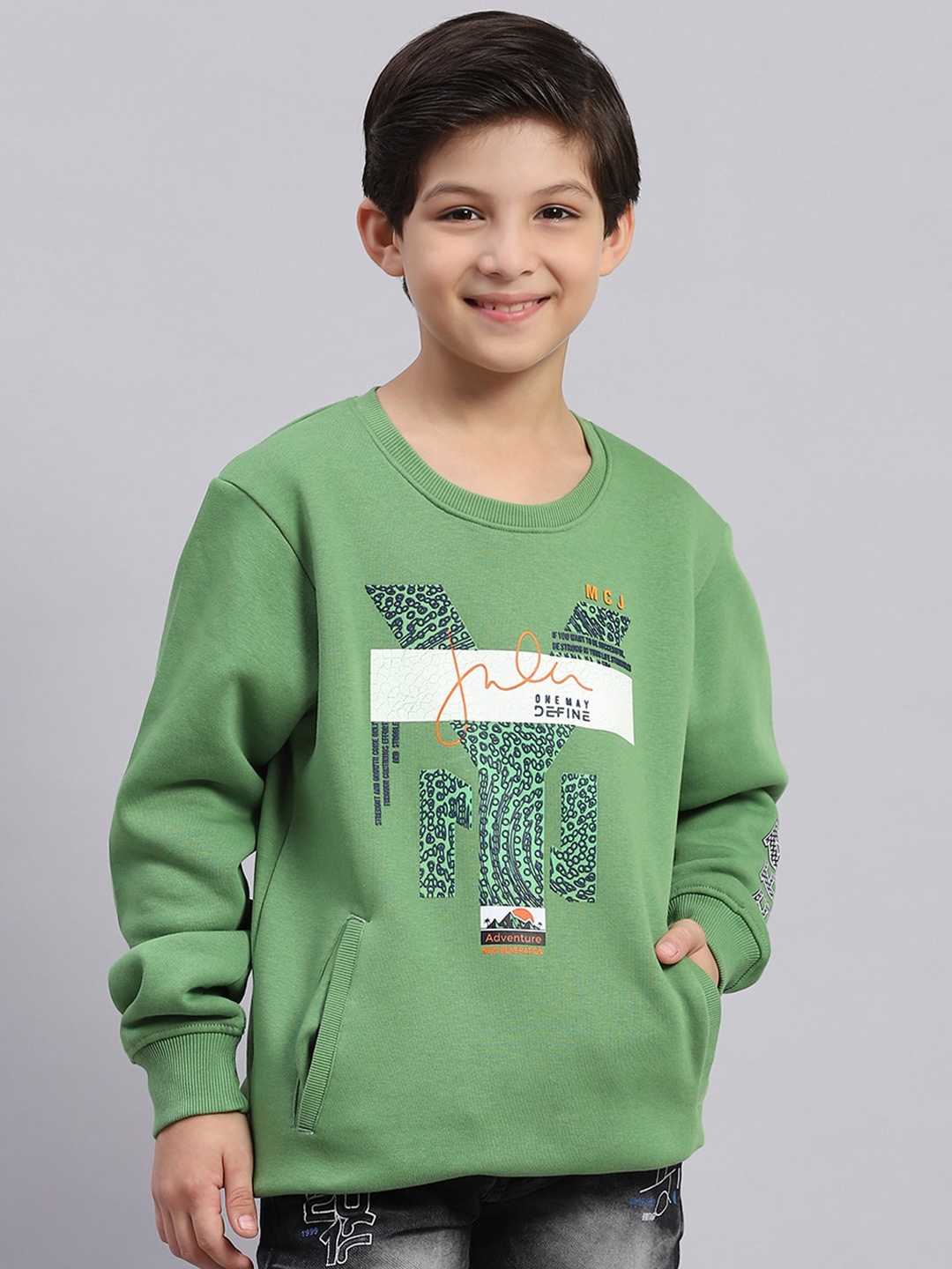 

Monte Carlo Boys Typography Printed Pullover, Green