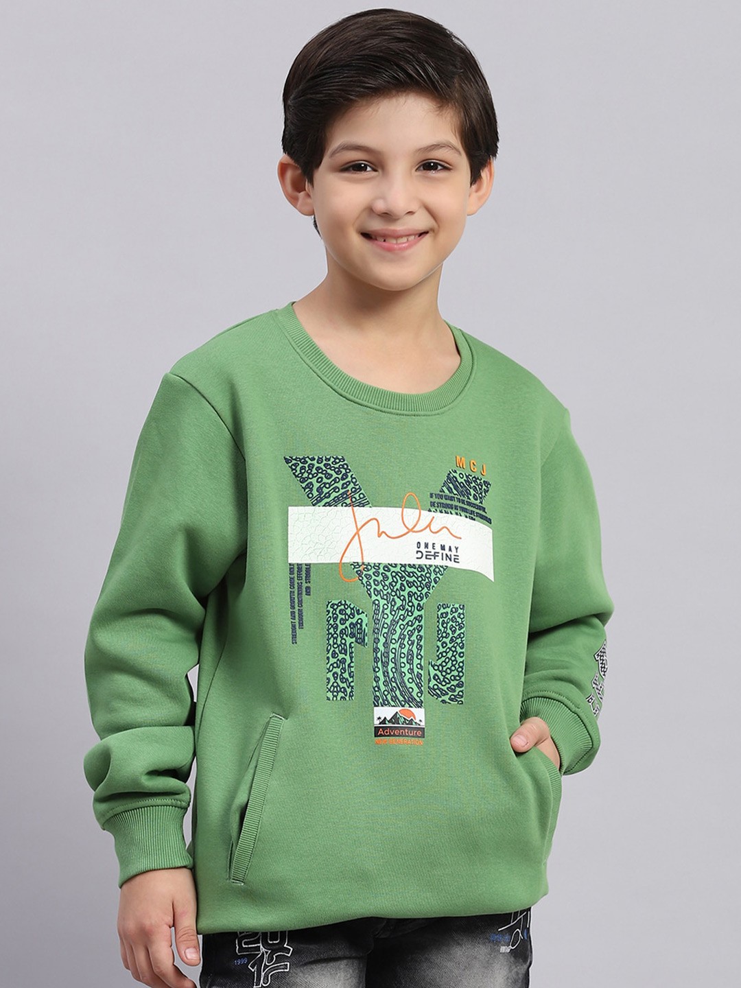 

Monte Carlo Boys Typography Printed Pullover Sweatshirt, Green