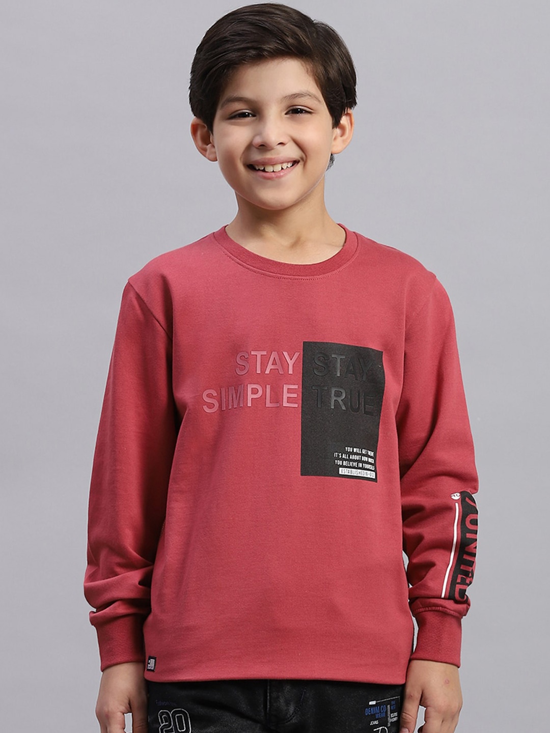 

Monte Carlo Boys Typography Printed Pure Cotton Sweatshirt, Pink