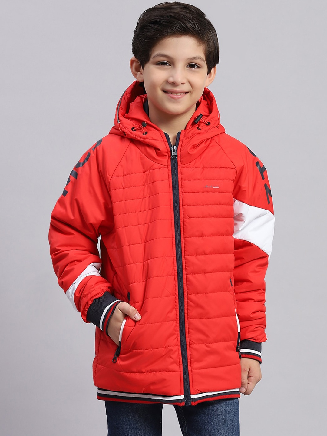 

Monte Carlo Boys Hooded Lightweight Longline Padded Jacket, Red