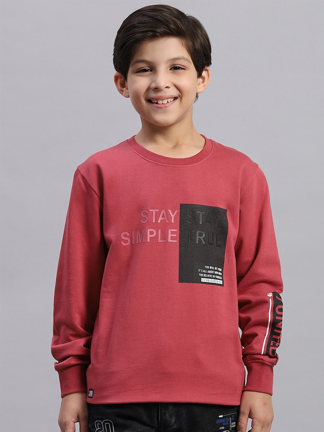 

Monte Carlo Boys Typography Printed Pure Cotton Sweatshirt, Pink