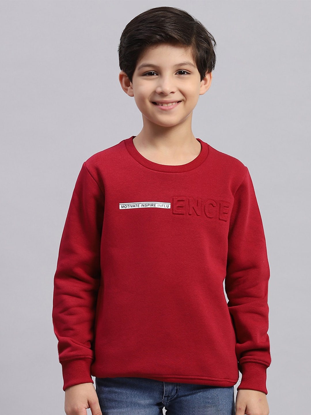 

Monte Carlo Boys Printed Round Neck Sweatshirt, Maroon