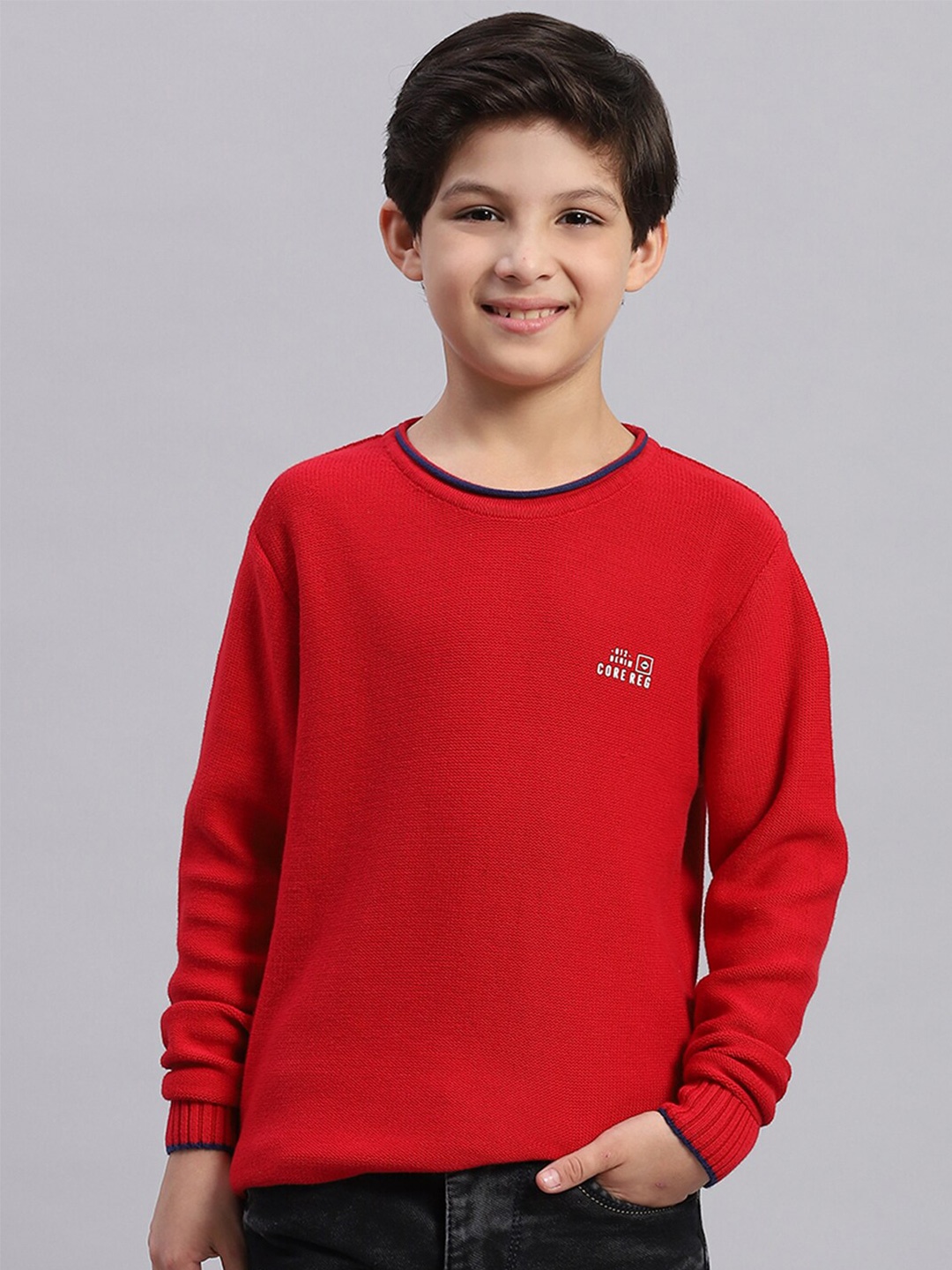 

Monte Carlo Boys Pullover Pure Cotton Sweater, Red