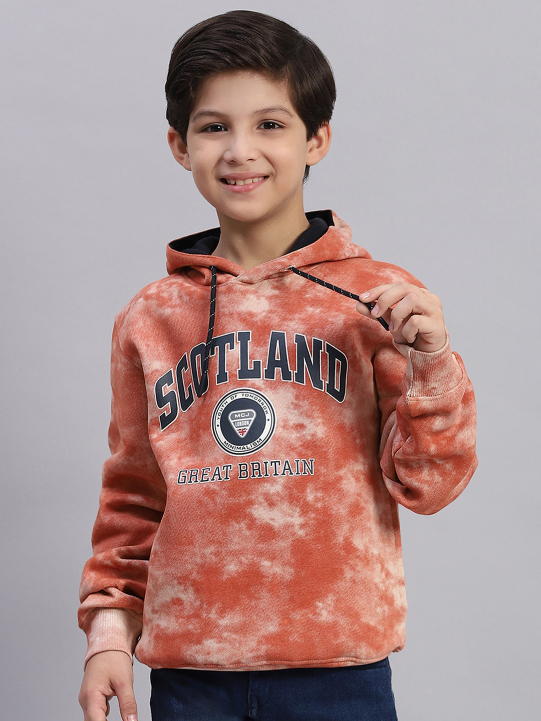 

Monte Carlo Boys Typography Printed Hooded Sweatshirt, Brown
