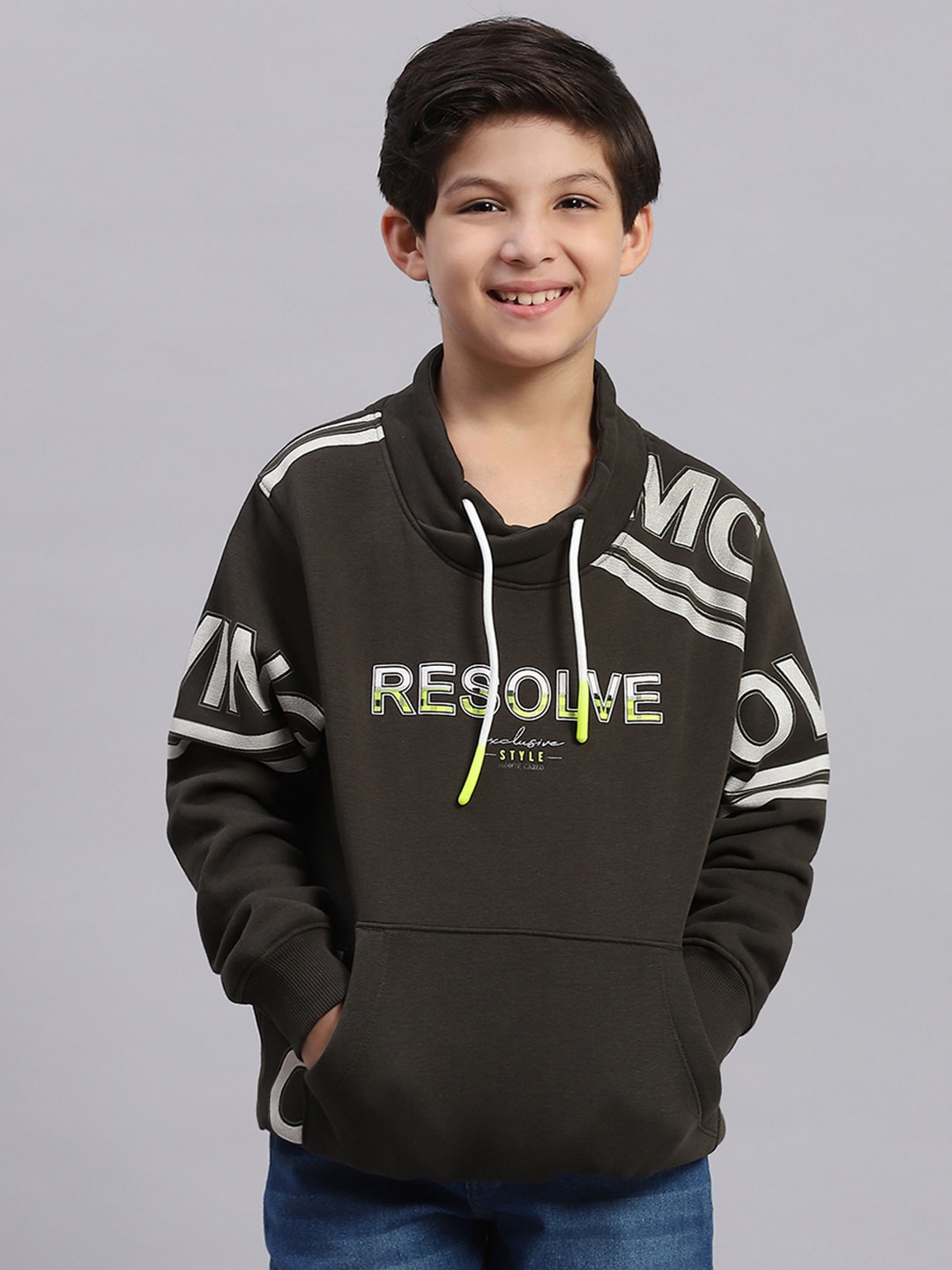 

Monte Carlo Boys Typography Printed Hooded Pullover Sweatshirt, Olive