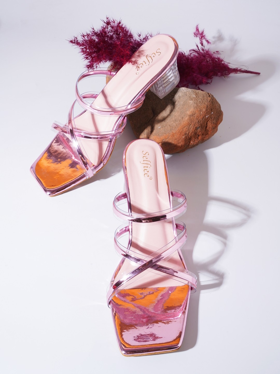 

Try Me Strappy Open Toe Block Heels, Pink