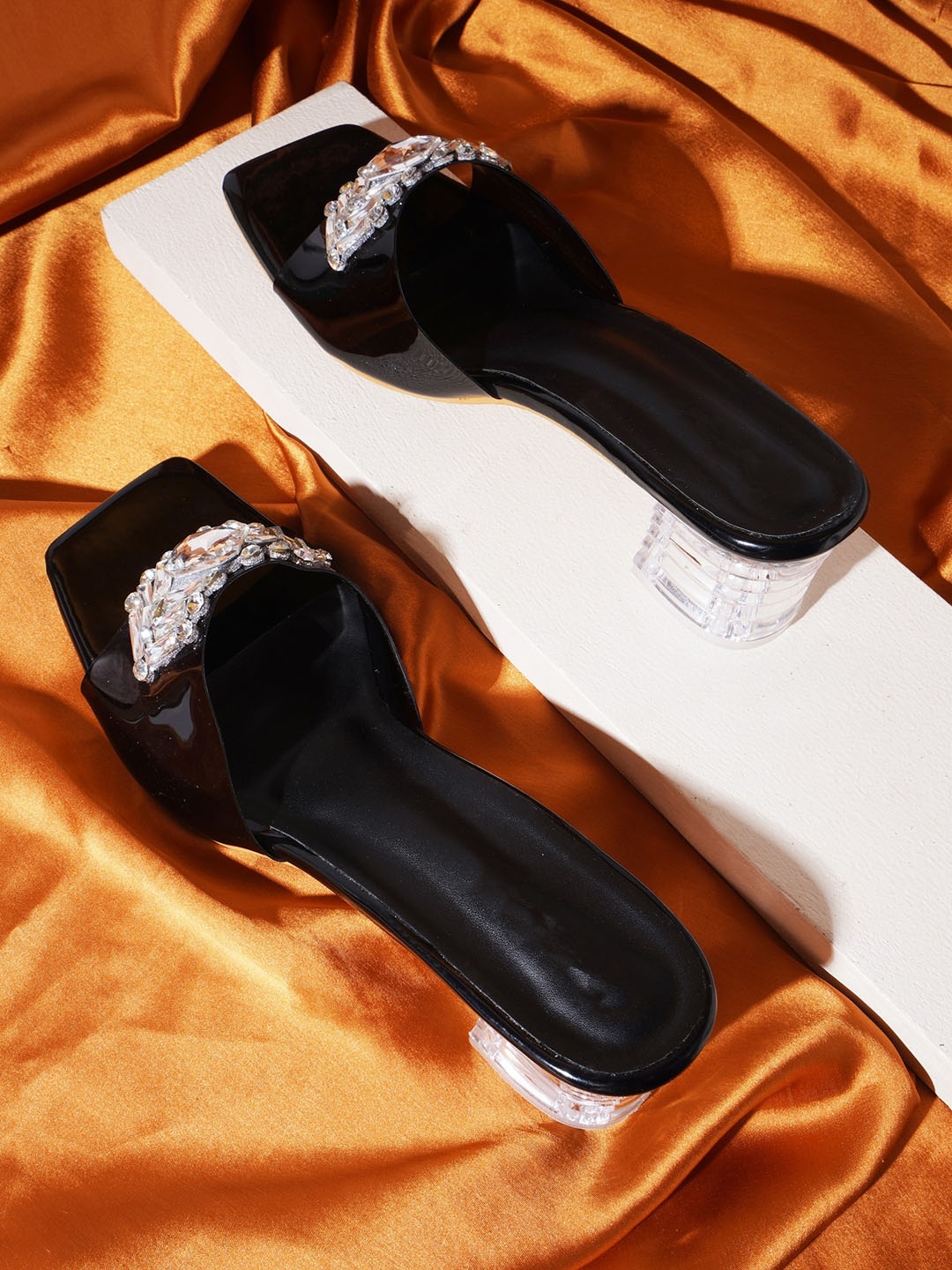 

Try Me Embellished Party Block Heels, Black