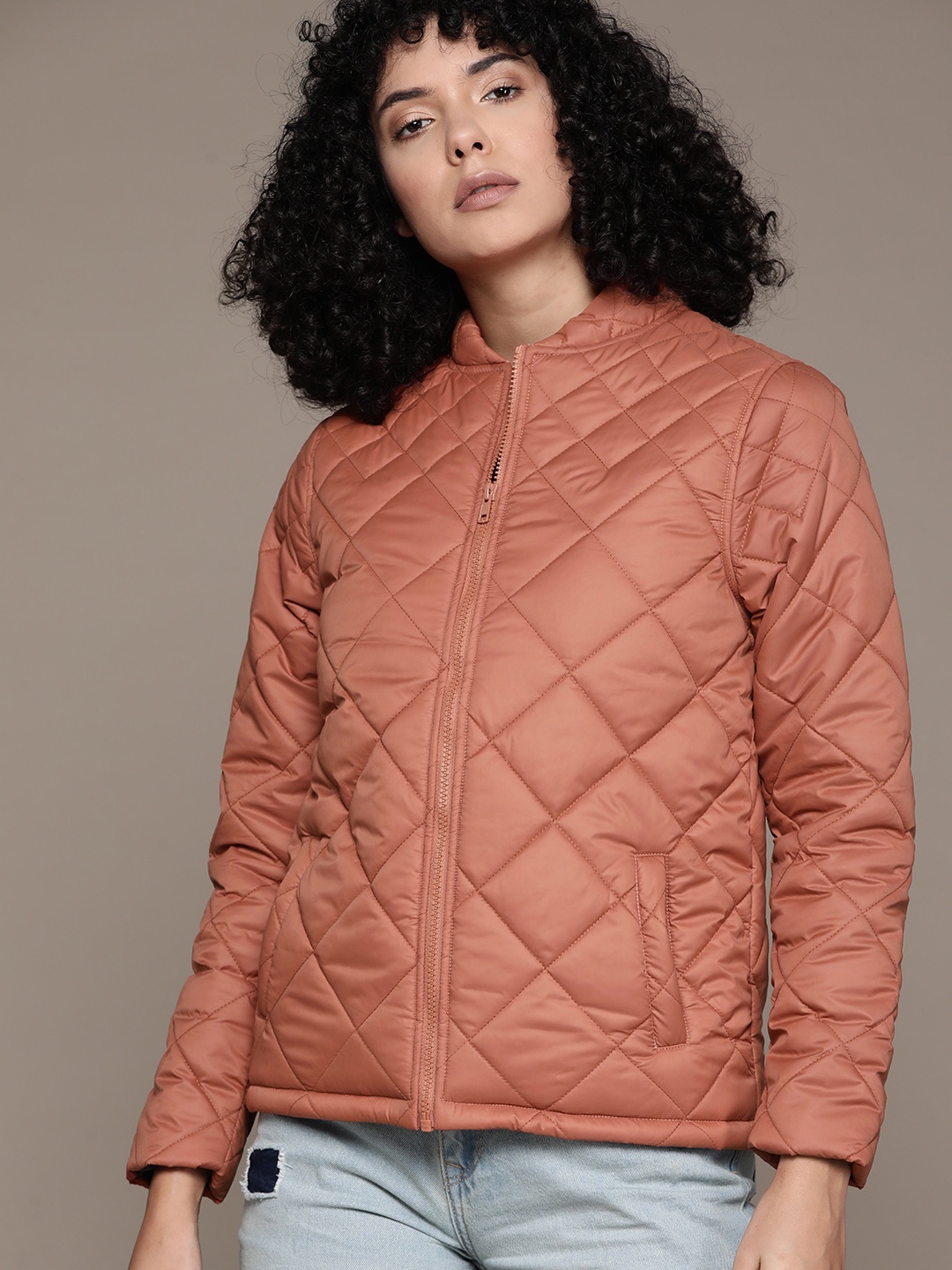 

Roadster Windcheater Quilted Jacket, Peach