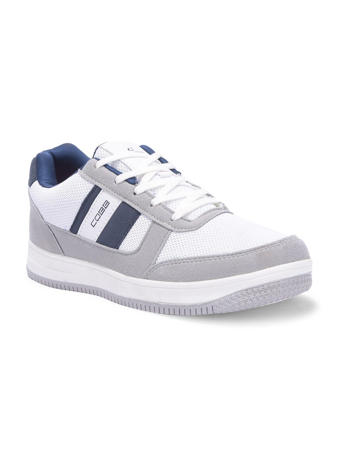 

COBB Men Striped Lace-Up Sneakers, White