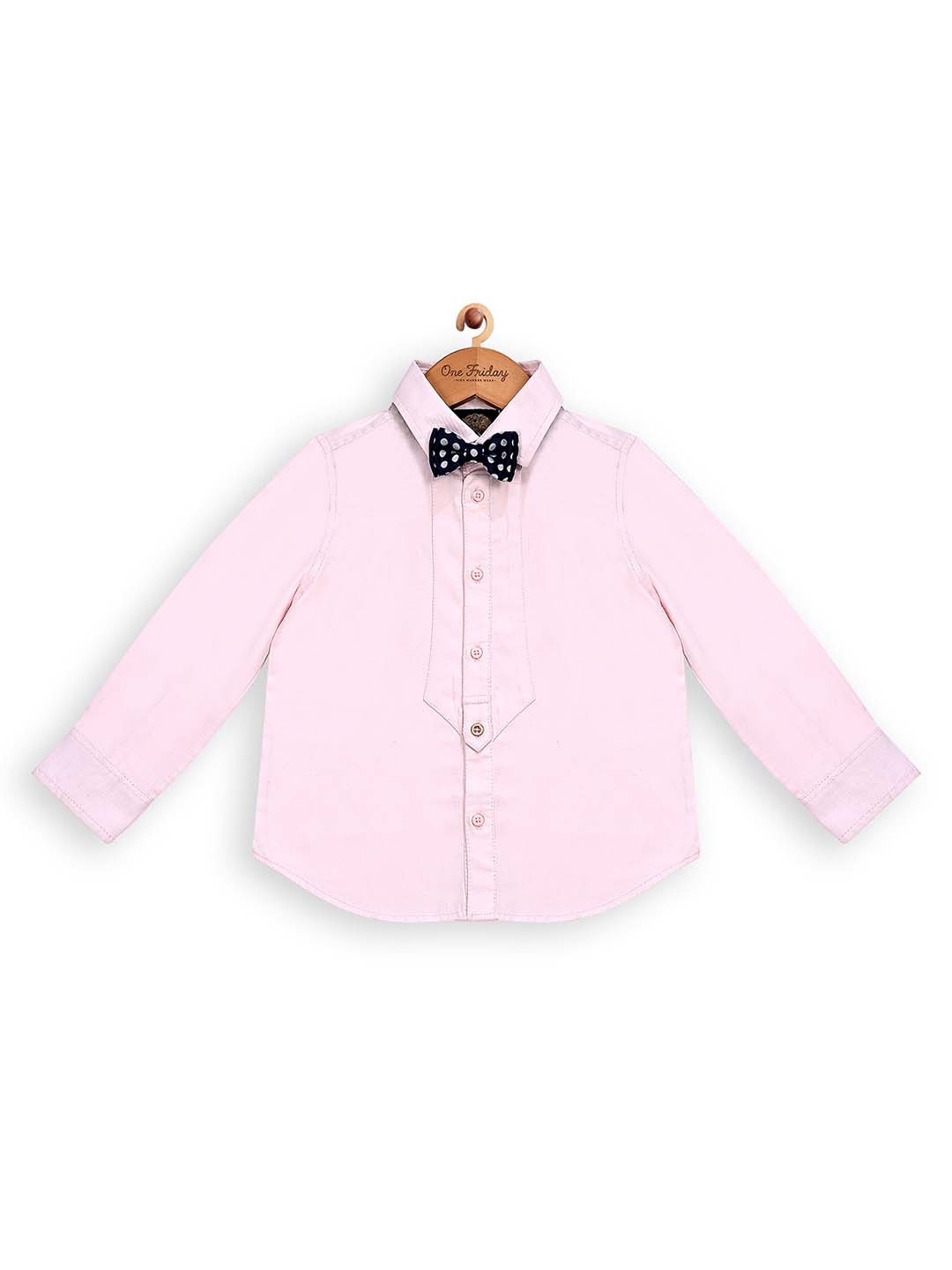 

One Friday Boys Classic Spread Collar Long Sleeves Cotton Casual Shirt, Pink