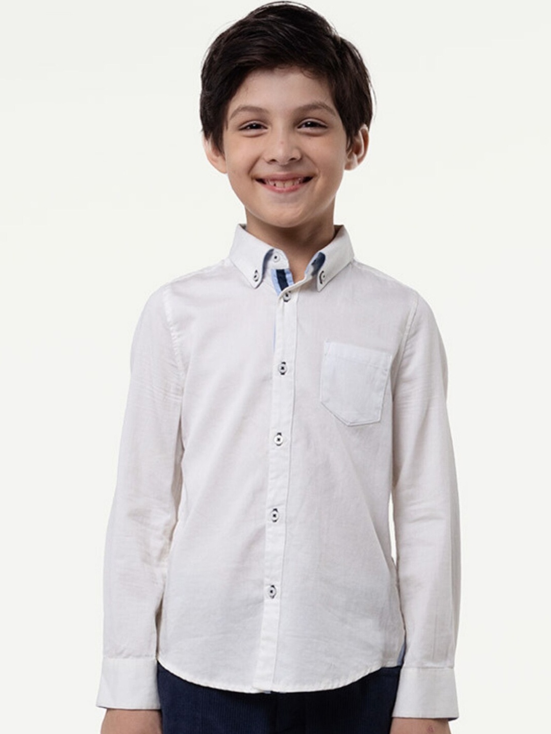 

One Friday Boys Classic Button-Down Collar Cotton Casual Shirt, Off white