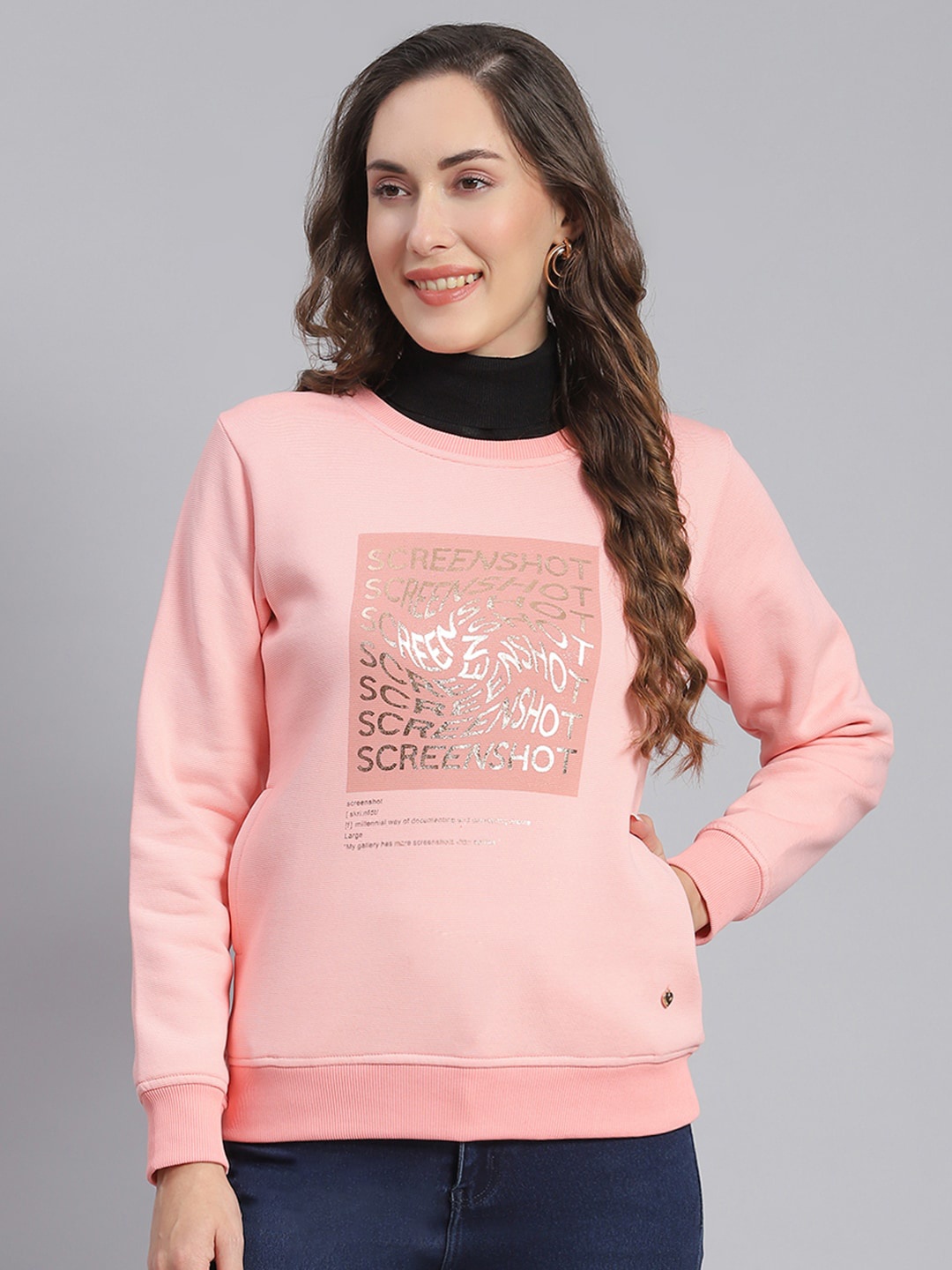 

Monte Carlo Typography Printed Pullover Sweatshirt, Pink