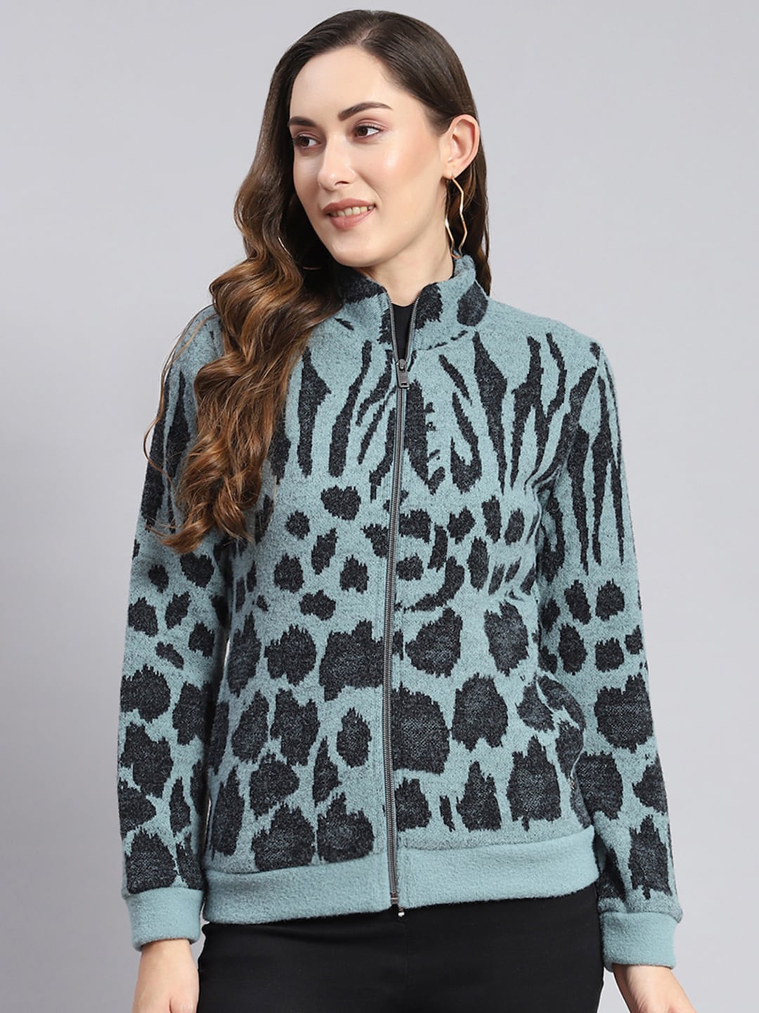 

Monte Carlo Graphic Printed Mock Collar Cotton Sweatshirt, Blue