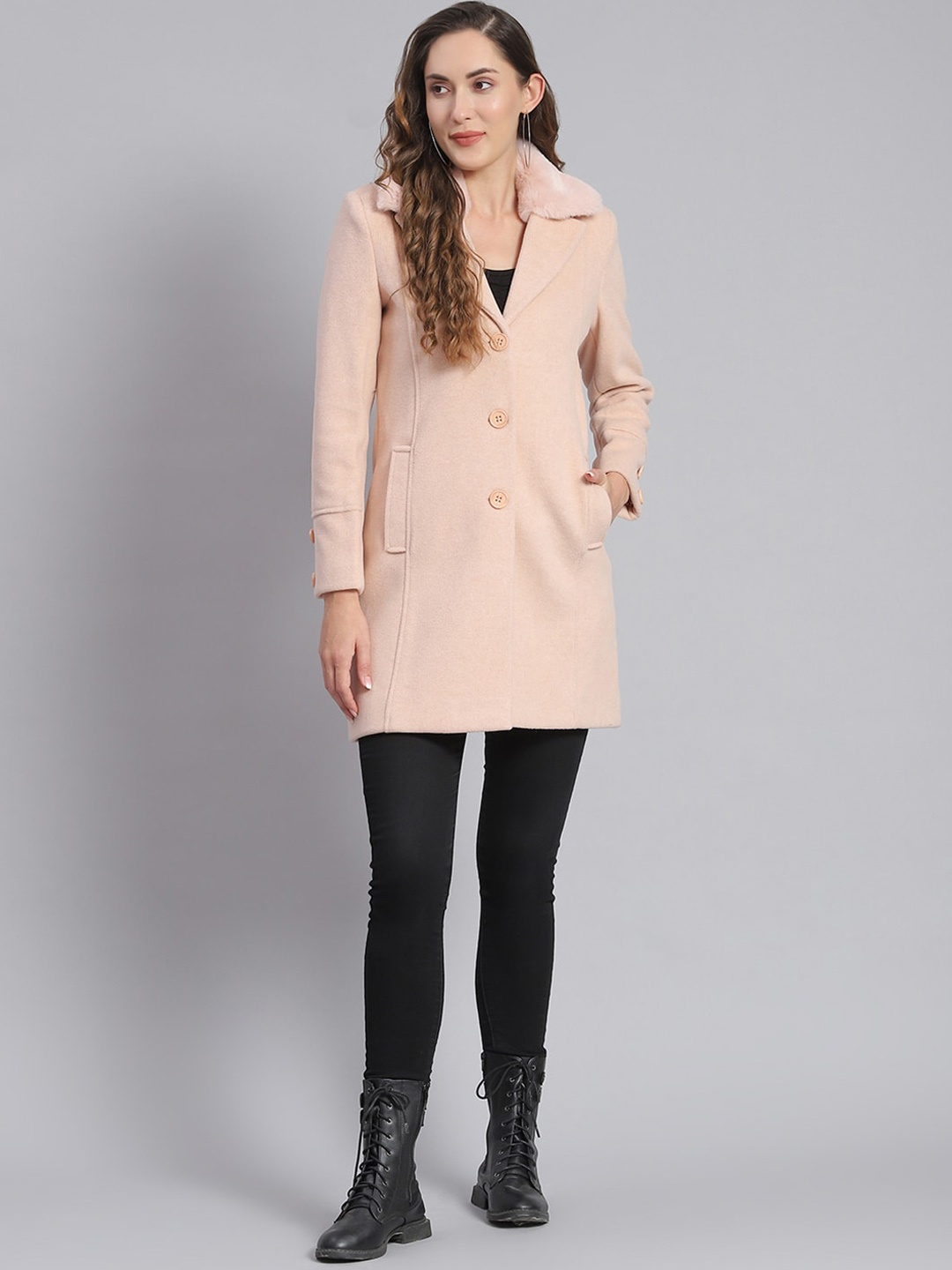 

Monte Carlo Notched Lapel Longline Overcoat, Pink