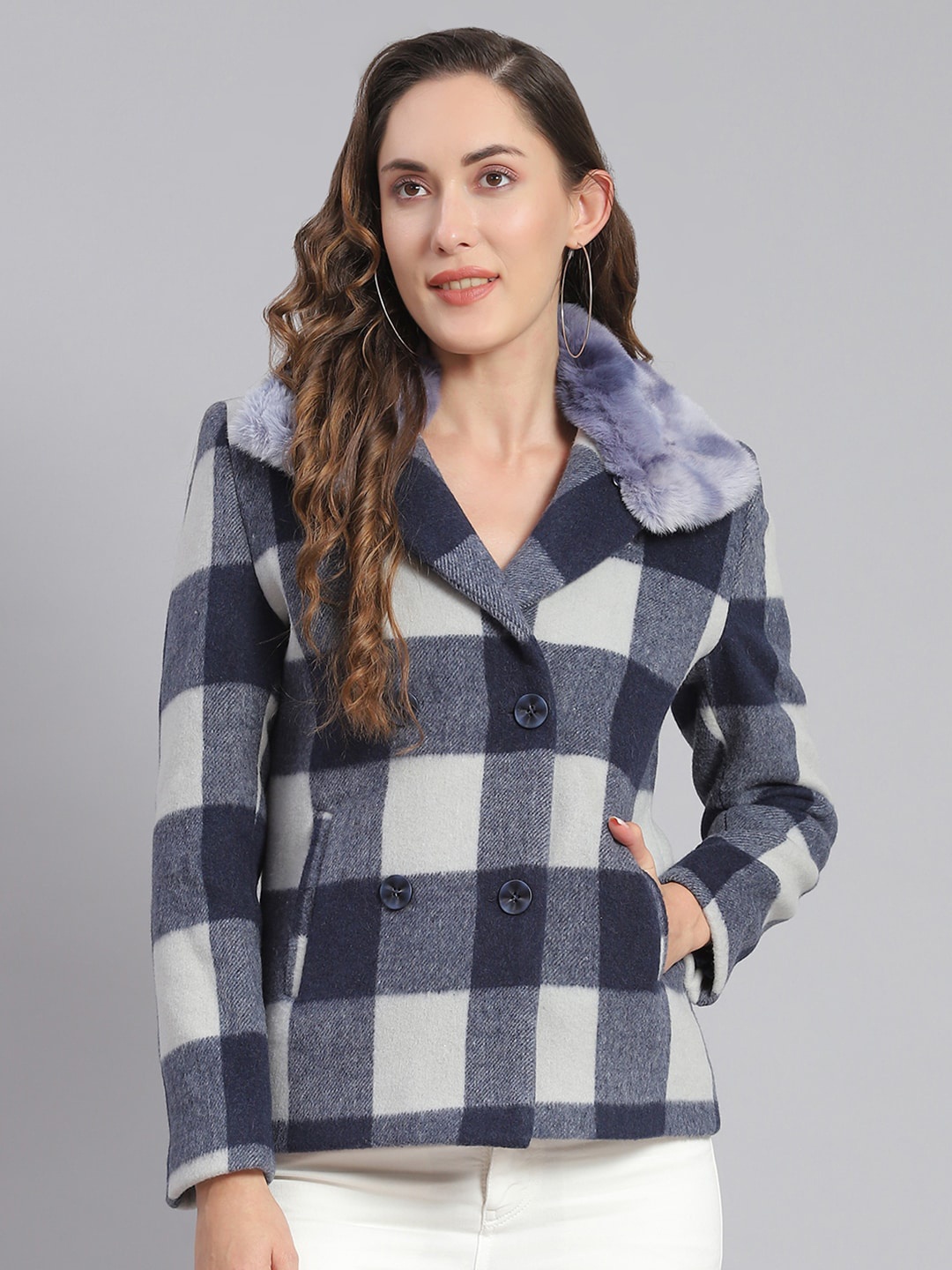 

Monte Carlo Checked Single Breasted Overcoat, Blue