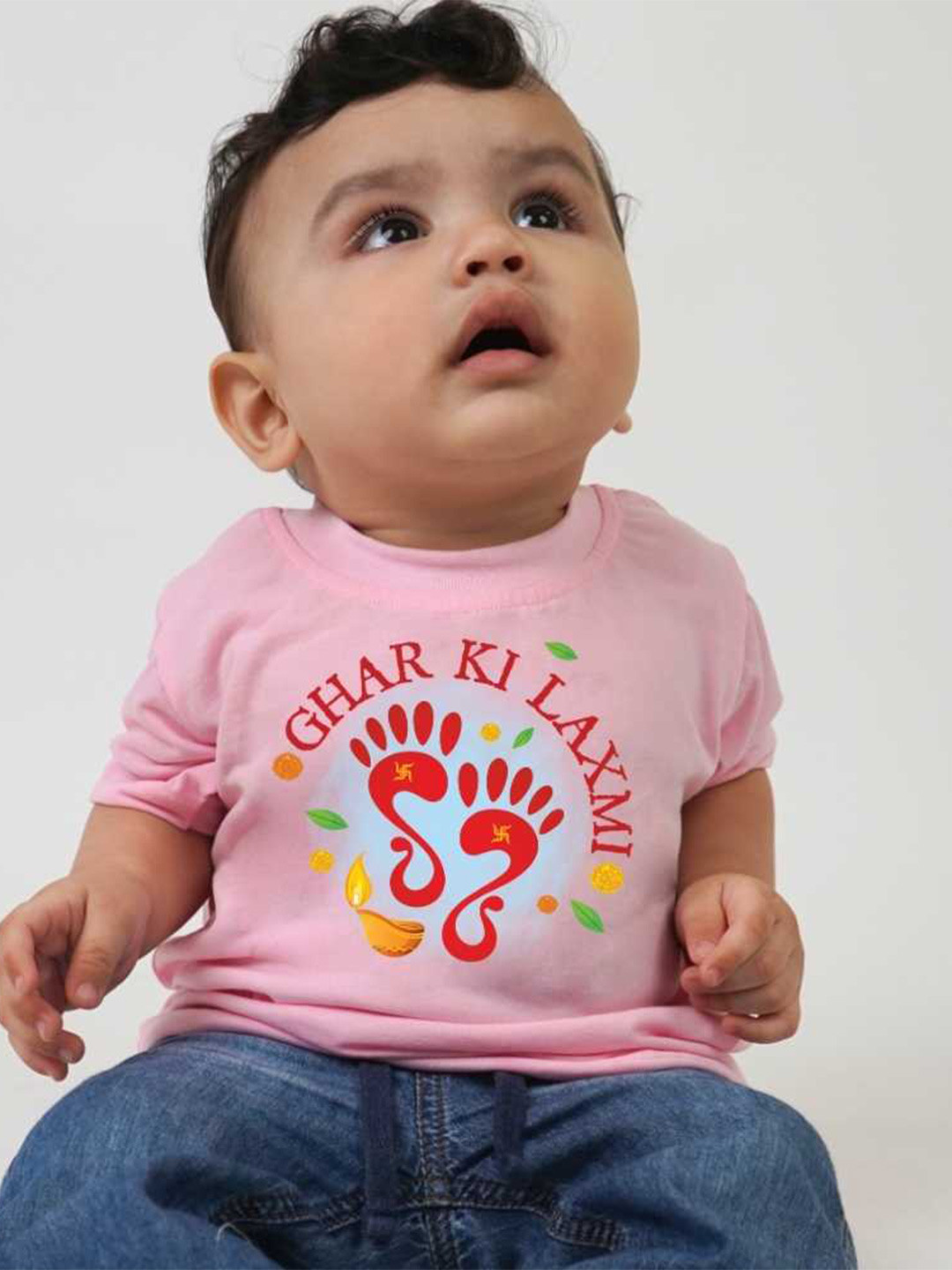 

KNITROOT Infants Footprint Printed Round Neck Short Sleeves T-shirt, Pink