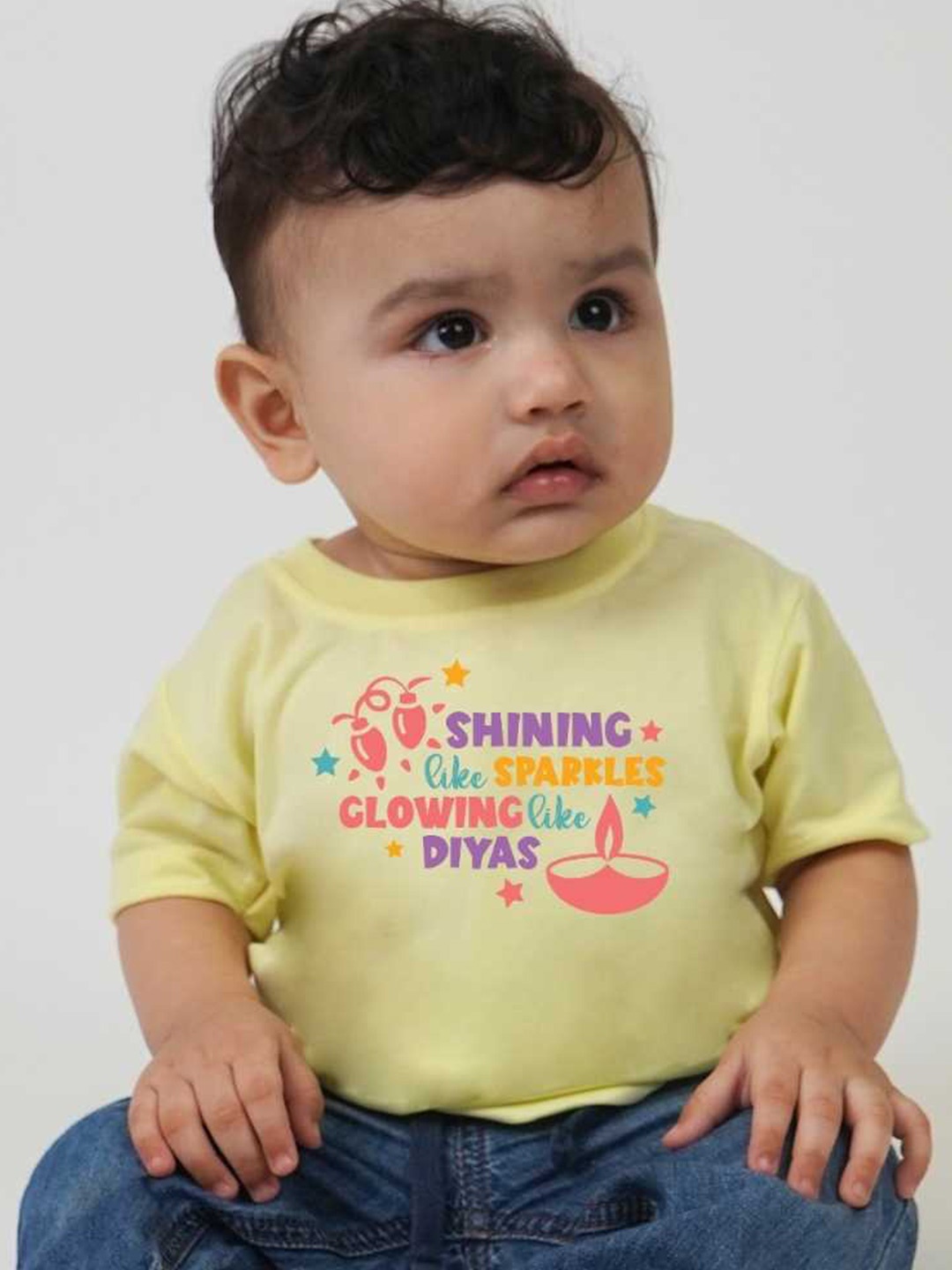 

KNITROOT Kids Graphic Printed Cotton T-shirt, Yellow