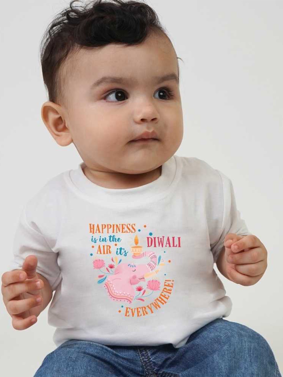 

KNITROOT Kids Typography Printed Cotton T-shirt, White