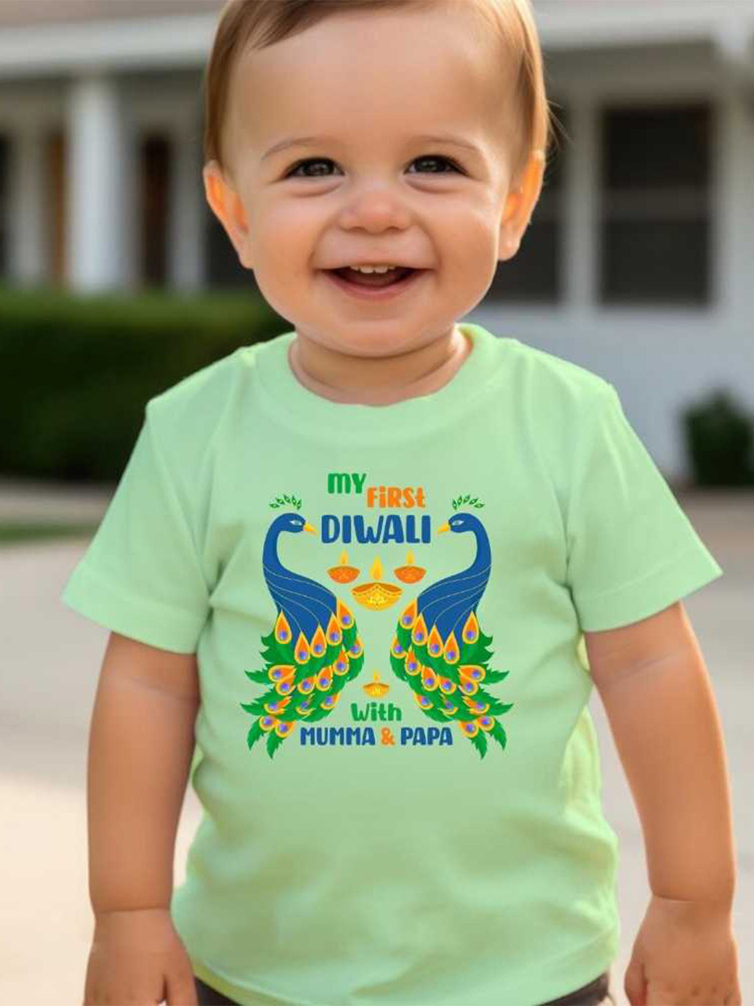 

KNITROOT Kids My First Diwali Printed T-shirt, Green