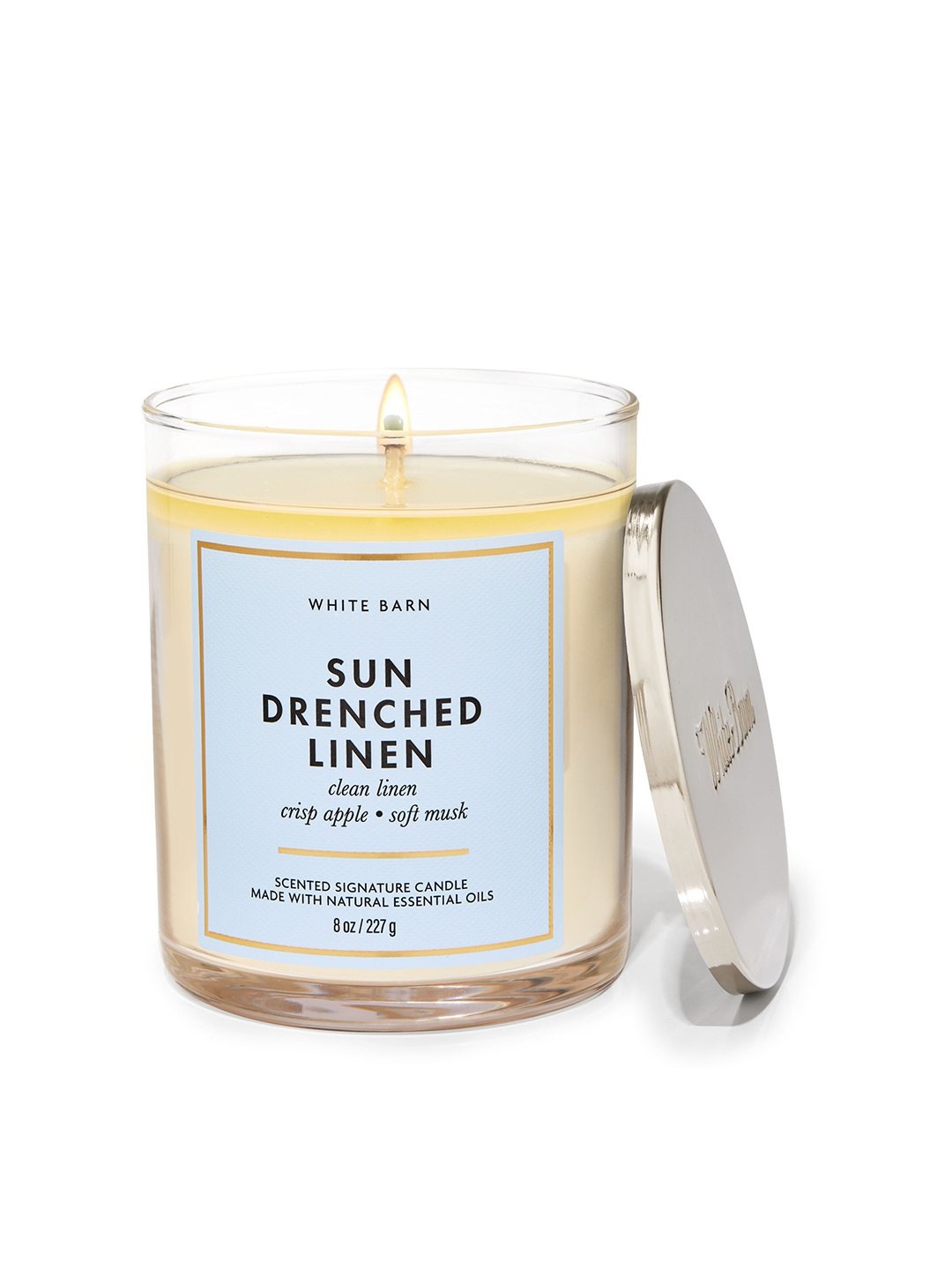 

Bath & Body Works Sun-drenched Linen Signature Single Wick Scented Candle - 227 g, Off white