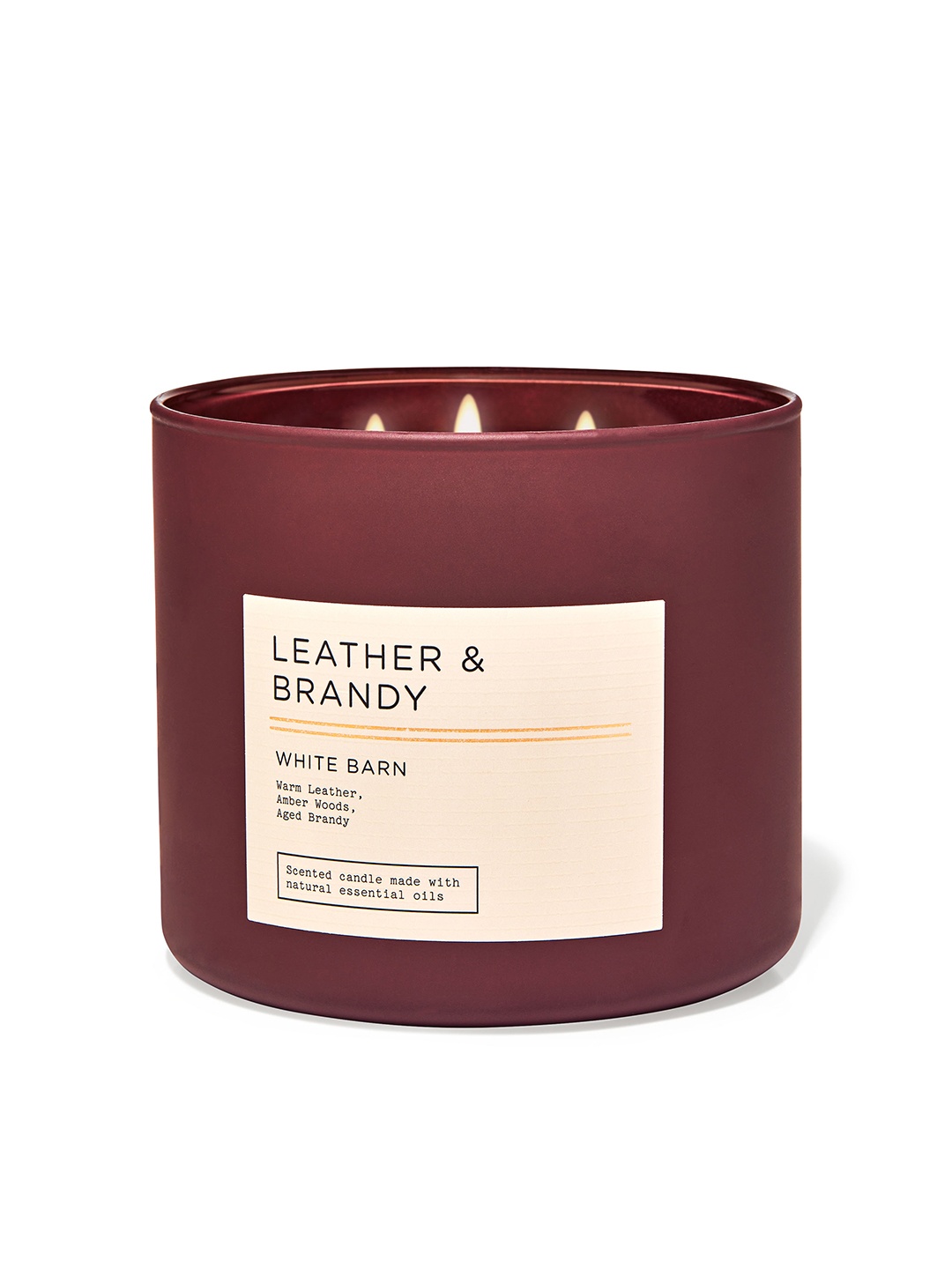 

Bath & Body Works Leather & Brandy 3-Wick Scented Candle - 411 g, Maroon